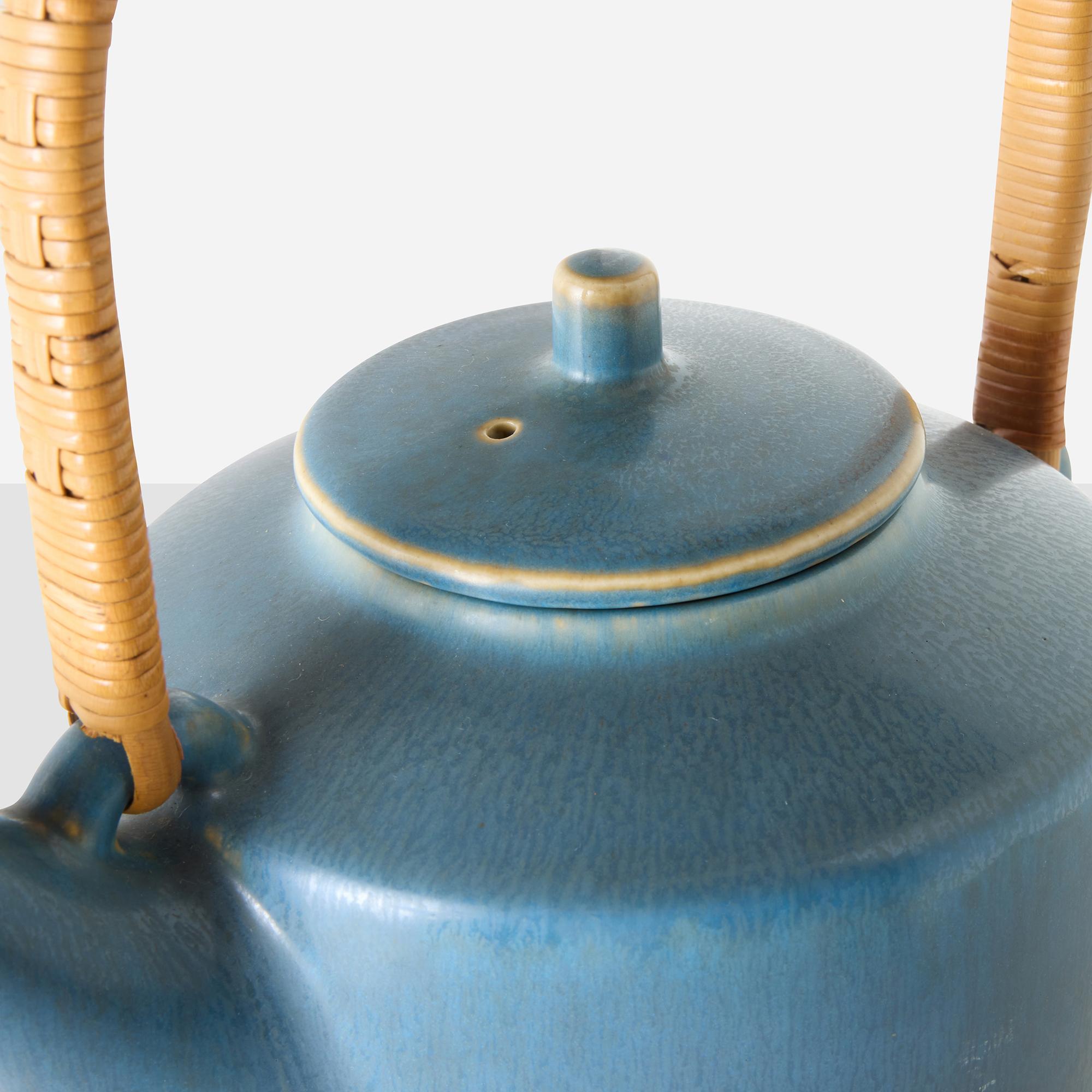 Blue Stoneware Teapot by Palshus For Sale 2