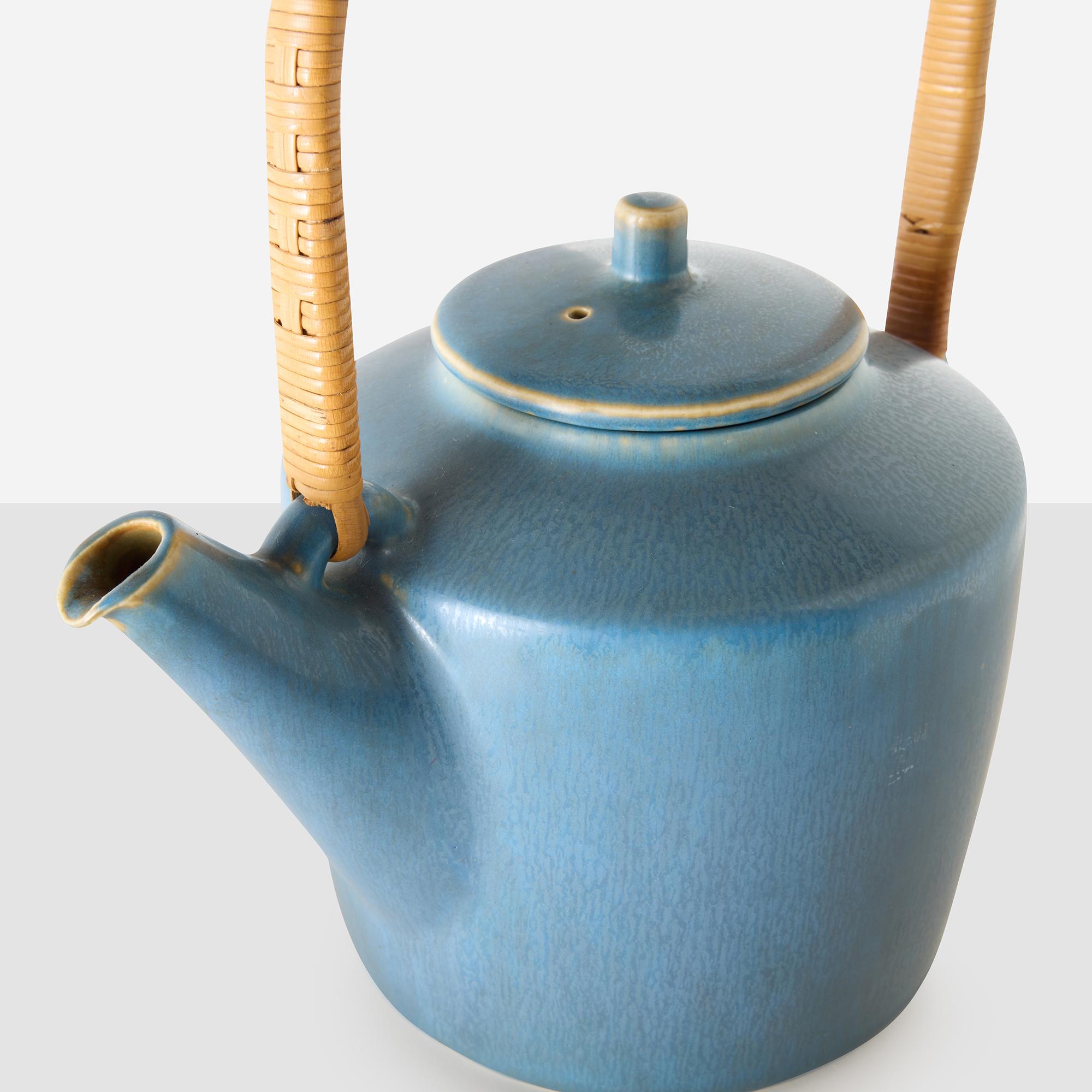 Blue Stoneware Teapot by Palshus For Sale 3