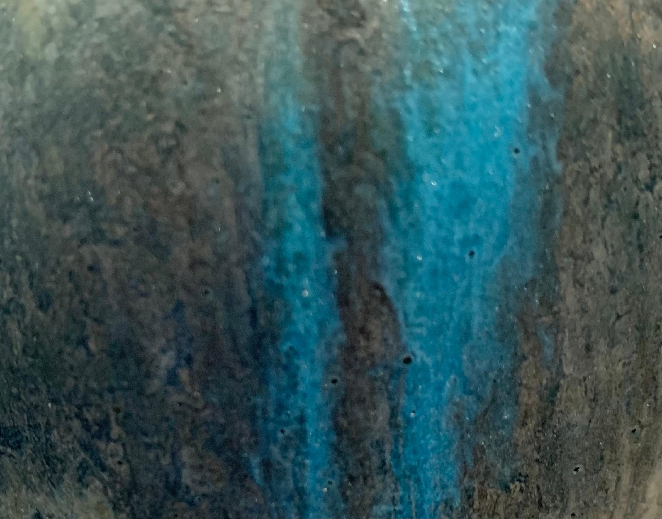 Blue Stoneware Vase by American Artist Peter Speliopoulos, U.S.A., Contemporary In New Condition In New York, NY