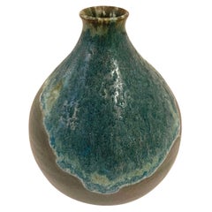 Blue Stoneware Vase by American Artist Peter Speliopoulos, U.S.A., Contemporary