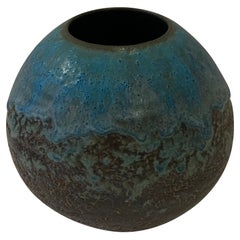 Blue Stoneware Vase by American Artist Peter Speliopoulos, U.S.A., Contemporary