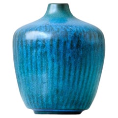 Blue Stoneware Vase by Gunnar Nylund for Nymolle, Denmark, 1960s.