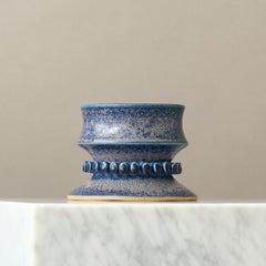 Blue Stoneware Vase by Hertha Bengtson. Höganäs, Sweden, 1960s.
