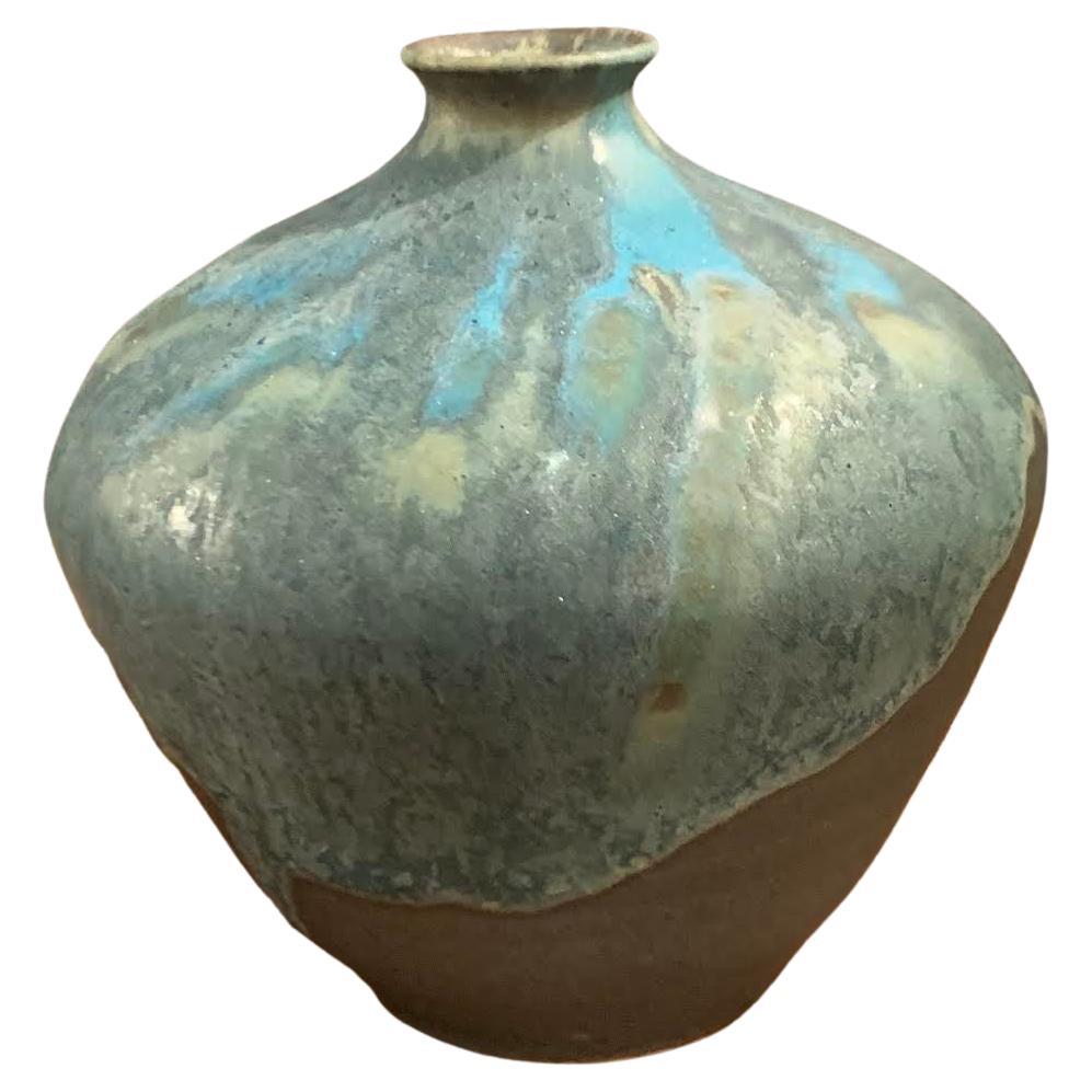 Blue Stoneware Vase by Peter Speliopoulos, USA, Contemporary