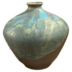 Blue Stoneware Vase by Peter Speliopoulos, USA, Contemporary