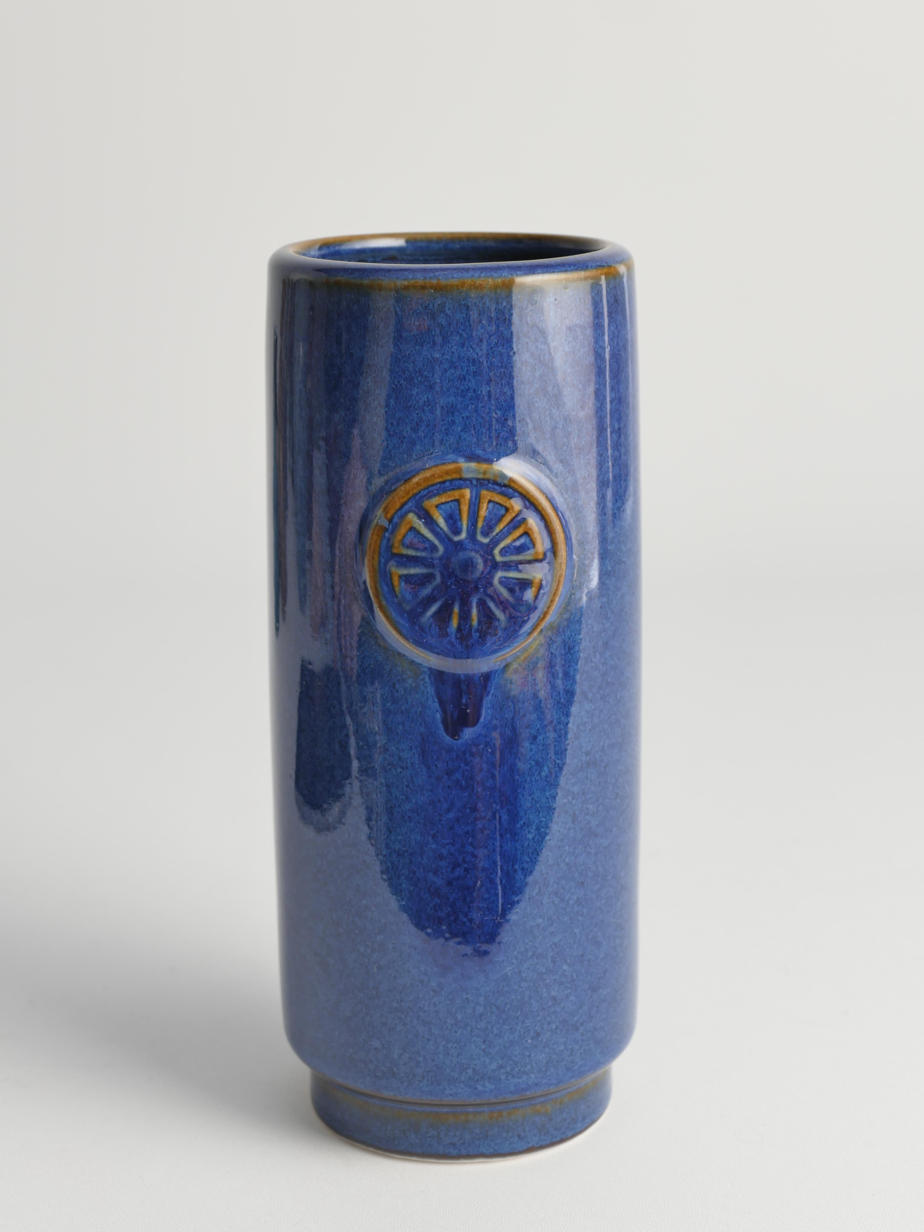 Blue Stoneware Vase from Nordlys Series by Maria Philippi for Søholm, 1960s For Sale 3
