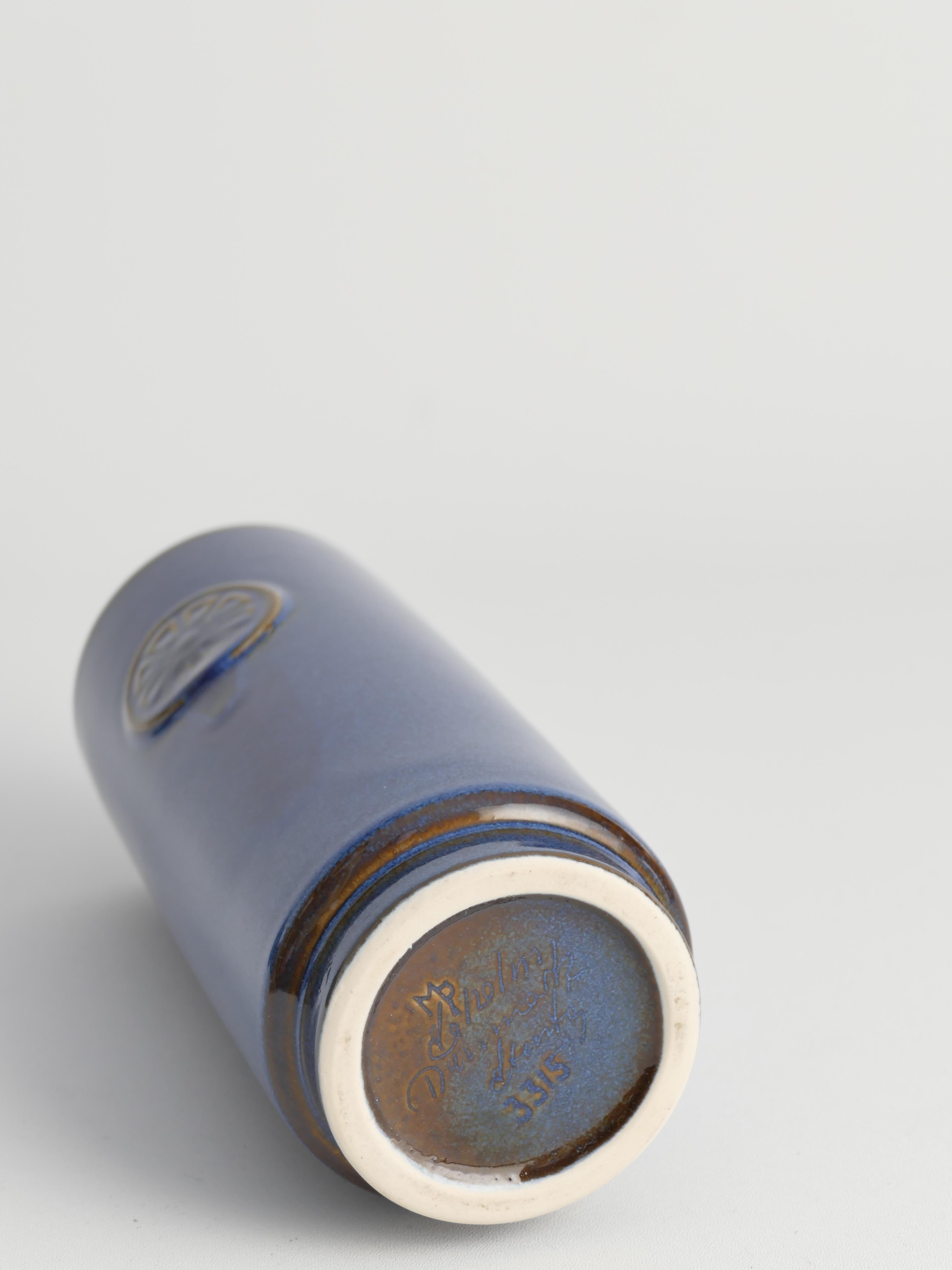 Blaue Steingutvase aus der Nordlys-Serie von Maria Philippi für Søholm, 1960er Jahre im Angebot 4