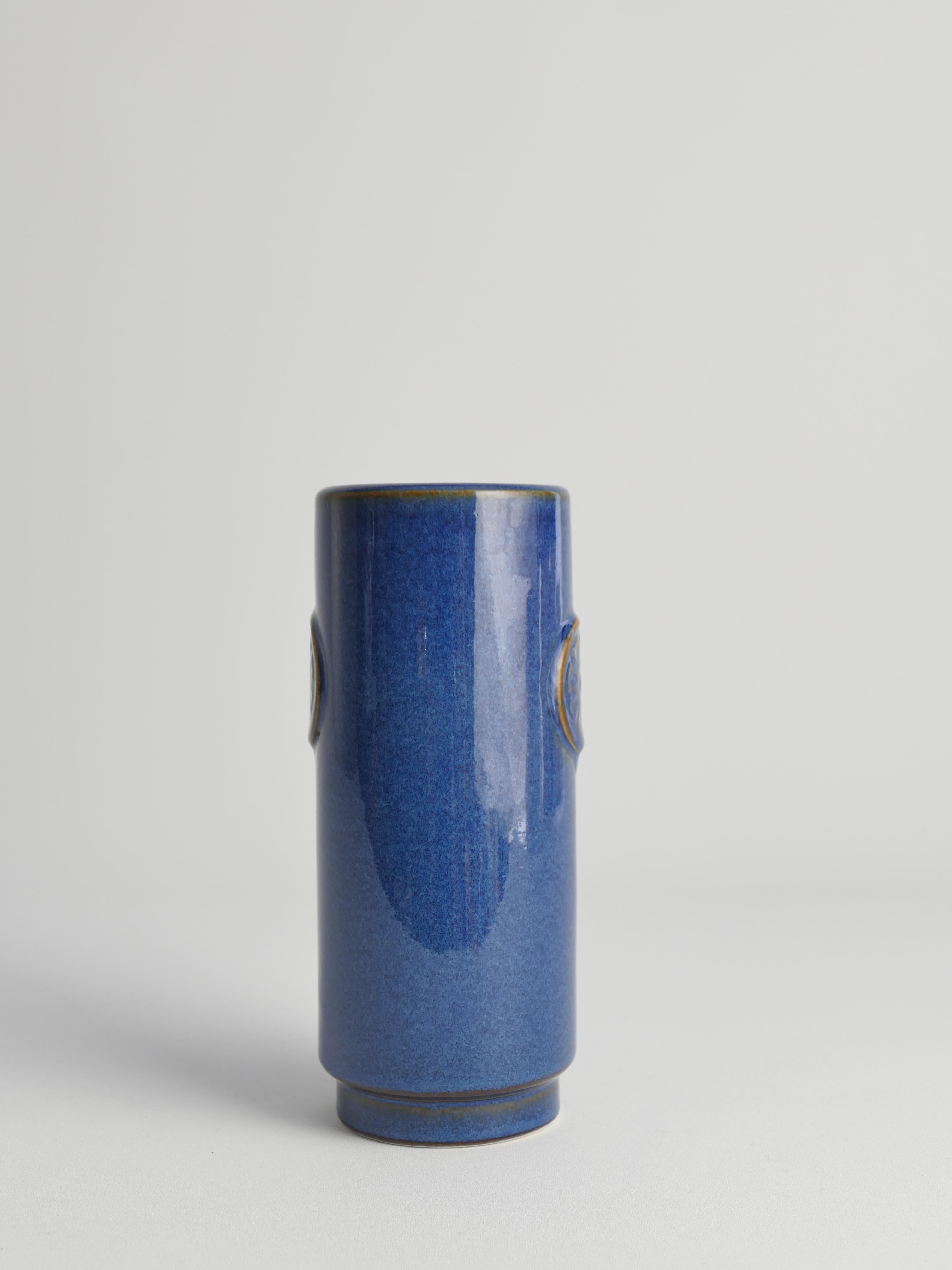 Blue Stoneware Vase from Nordlys Series by Maria Philippi for Søholm, 1960s In Good Condition For Sale In Grythyttan, SE