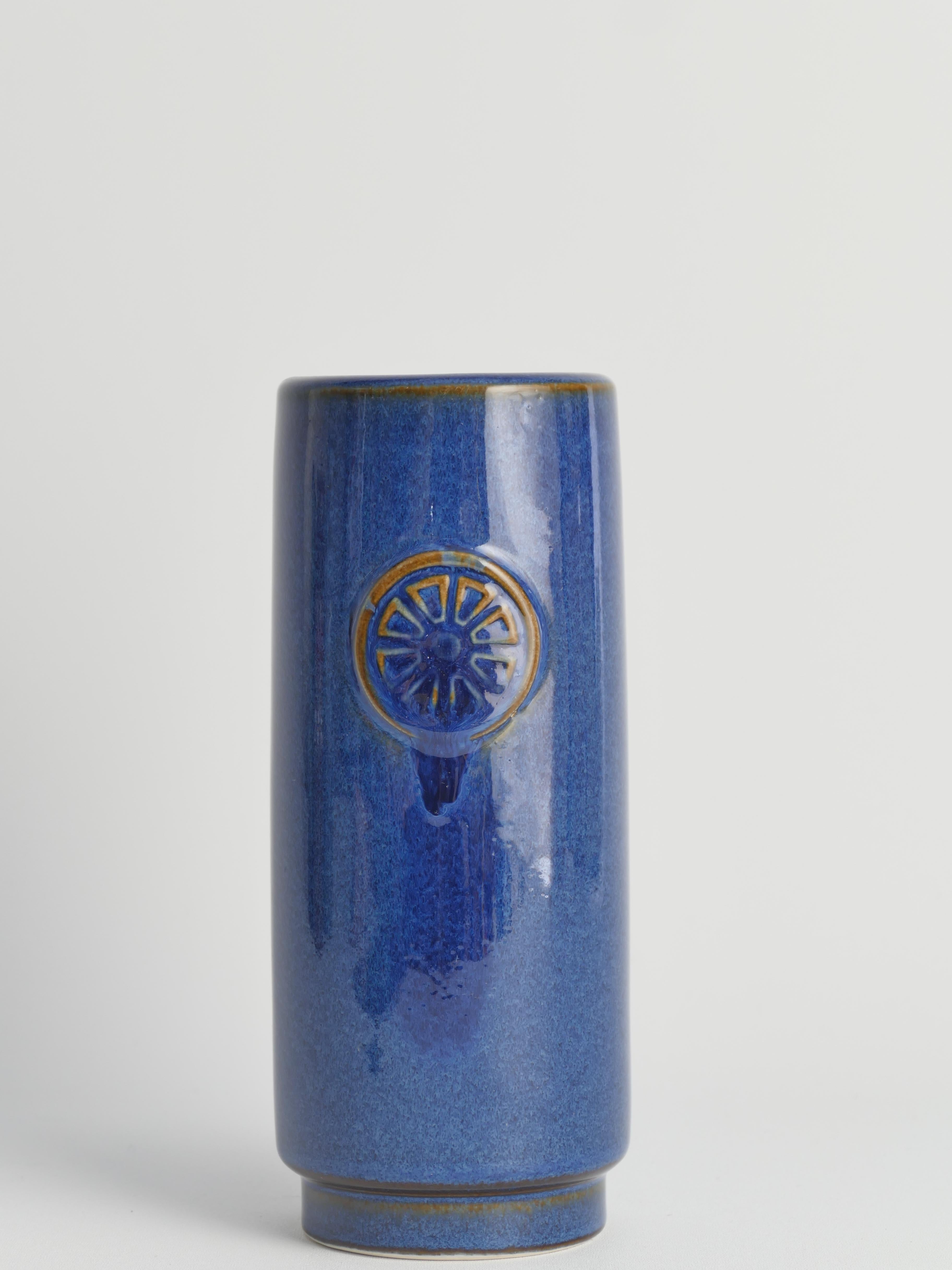 Mid-20th Century Blue Stoneware Vase from Nordlys Series by Maria Philippi for Søholm, 1960s For Sale