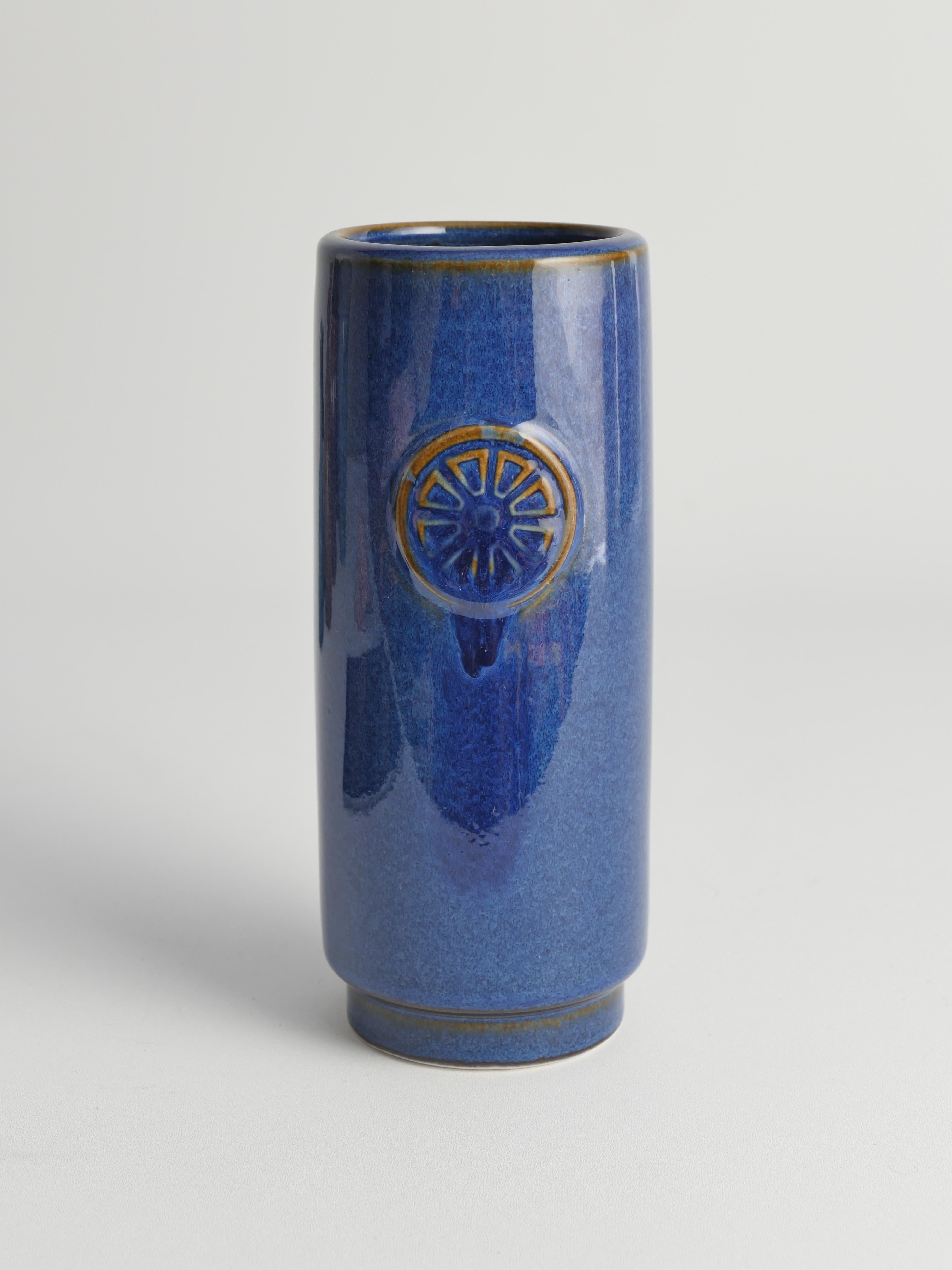 Blue Stoneware Vase from Nordlys Series by Maria Philippi for Søholm, 1960s For Sale 1