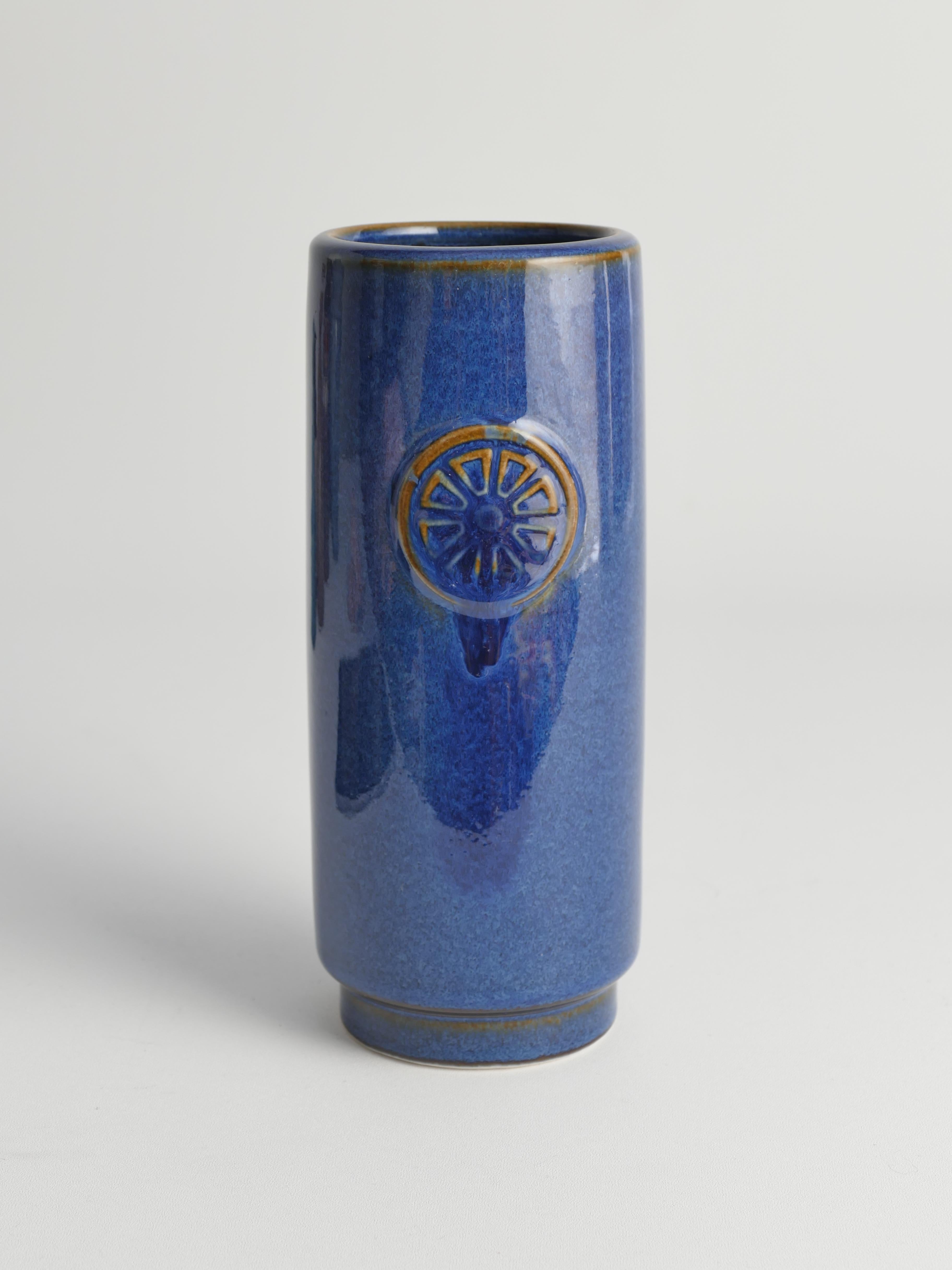 Blue Stoneware Vase from Nordlys Series by Maria Philippi for Søholm, 1960s For Sale 2