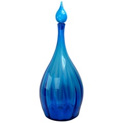 Vintage Blue Stoppered Bottle by Blenko