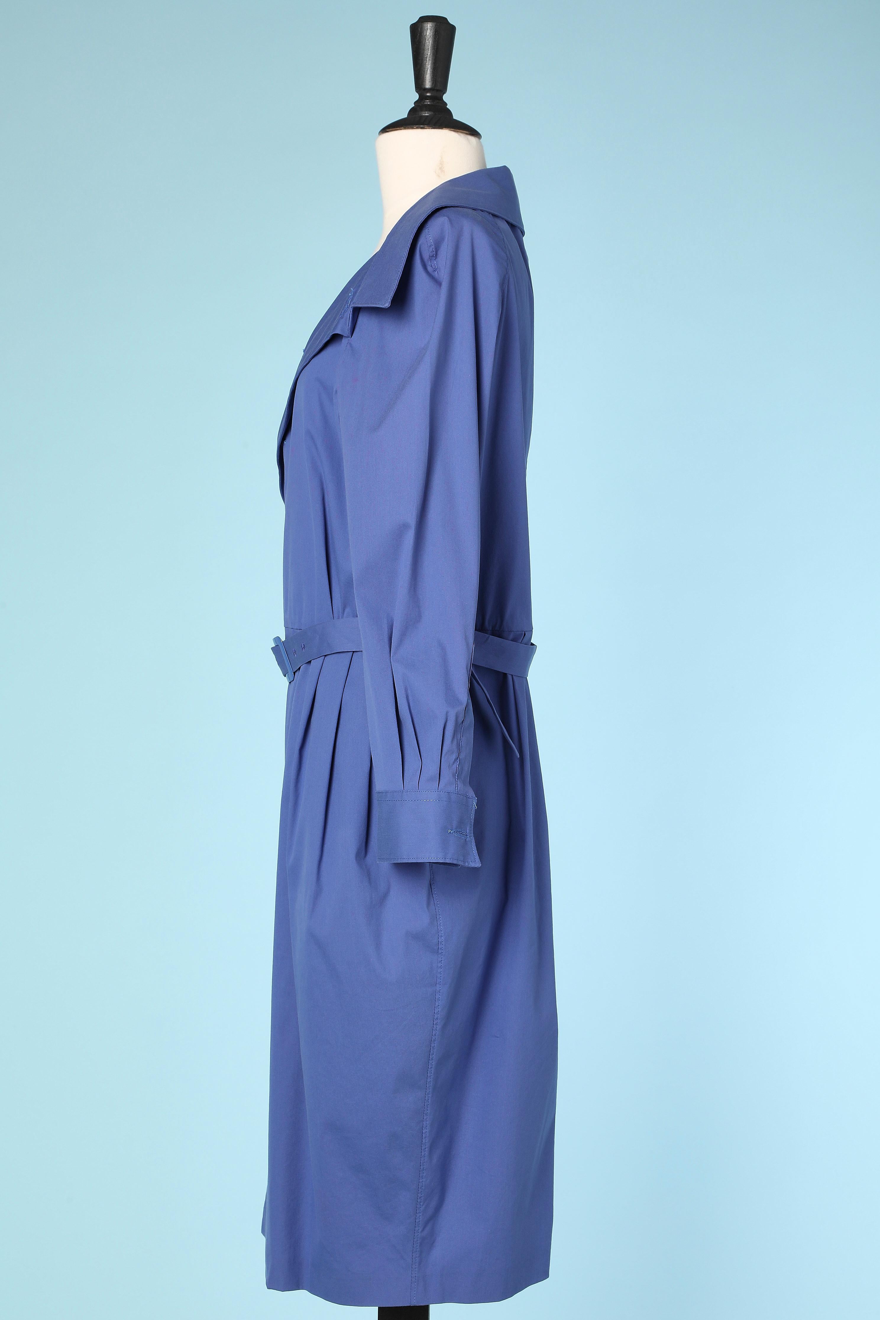 Blue stretch cotton wrap dress Jean-Paul Gaultier Femme In Excellent Condition For Sale In Saint-Ouen-Sur-Seine, FR