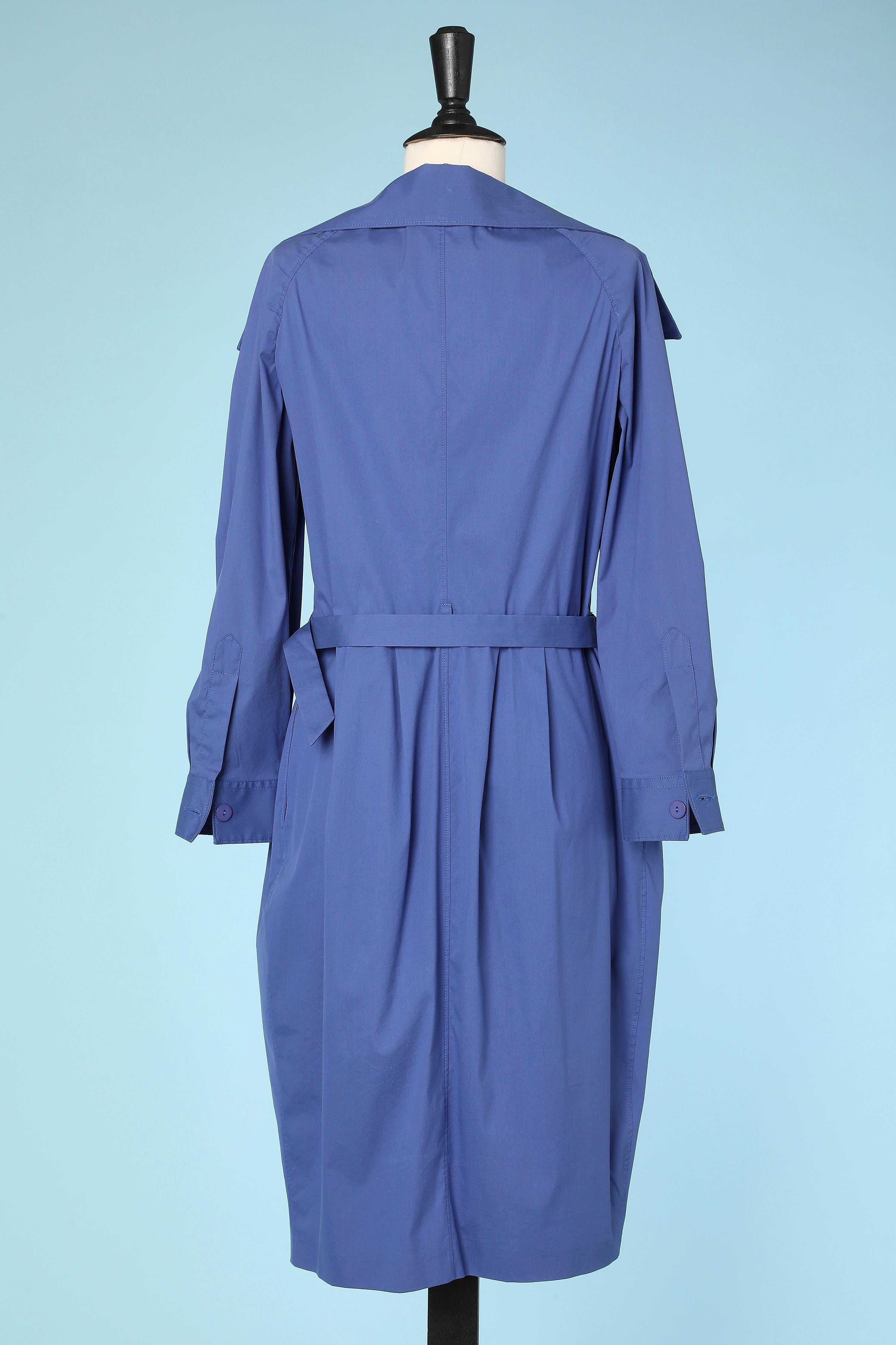 Women's Blue stretch cotton wrap dress Jean-Paul Gaultier Femme For Sale