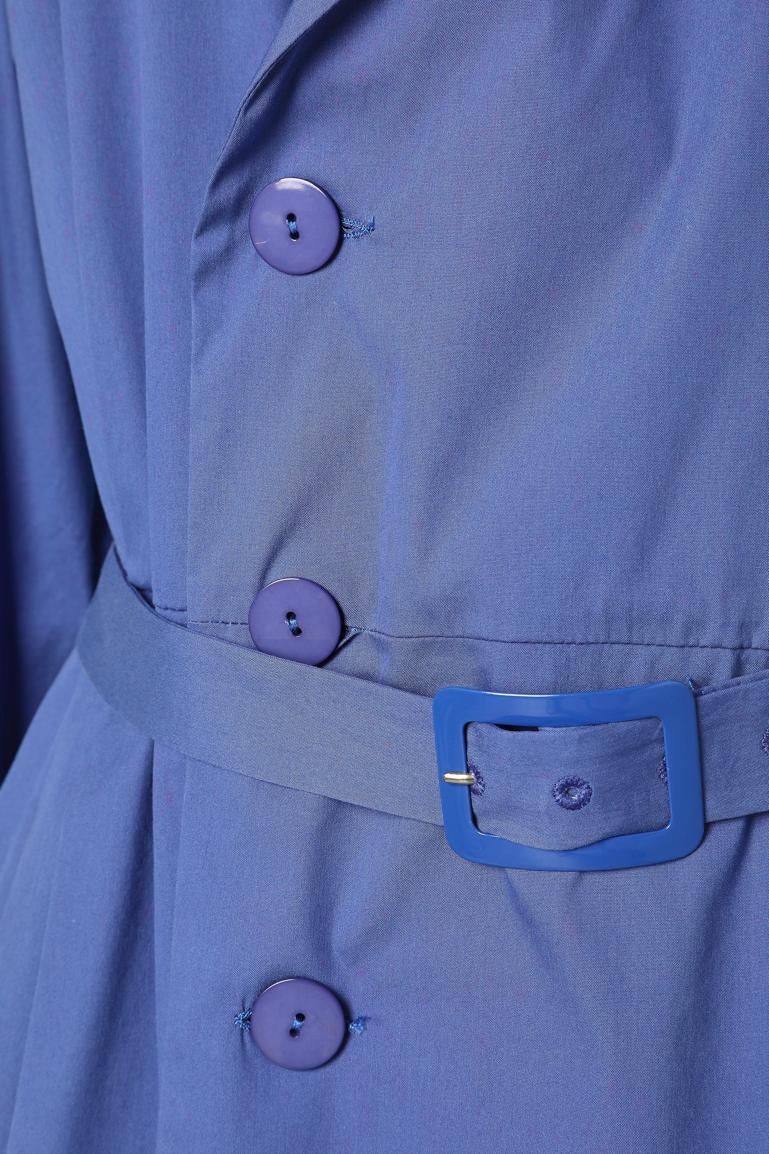 Blue stretch cotton wrap dress Jean-Paul Gaultier Femme For Sale 2