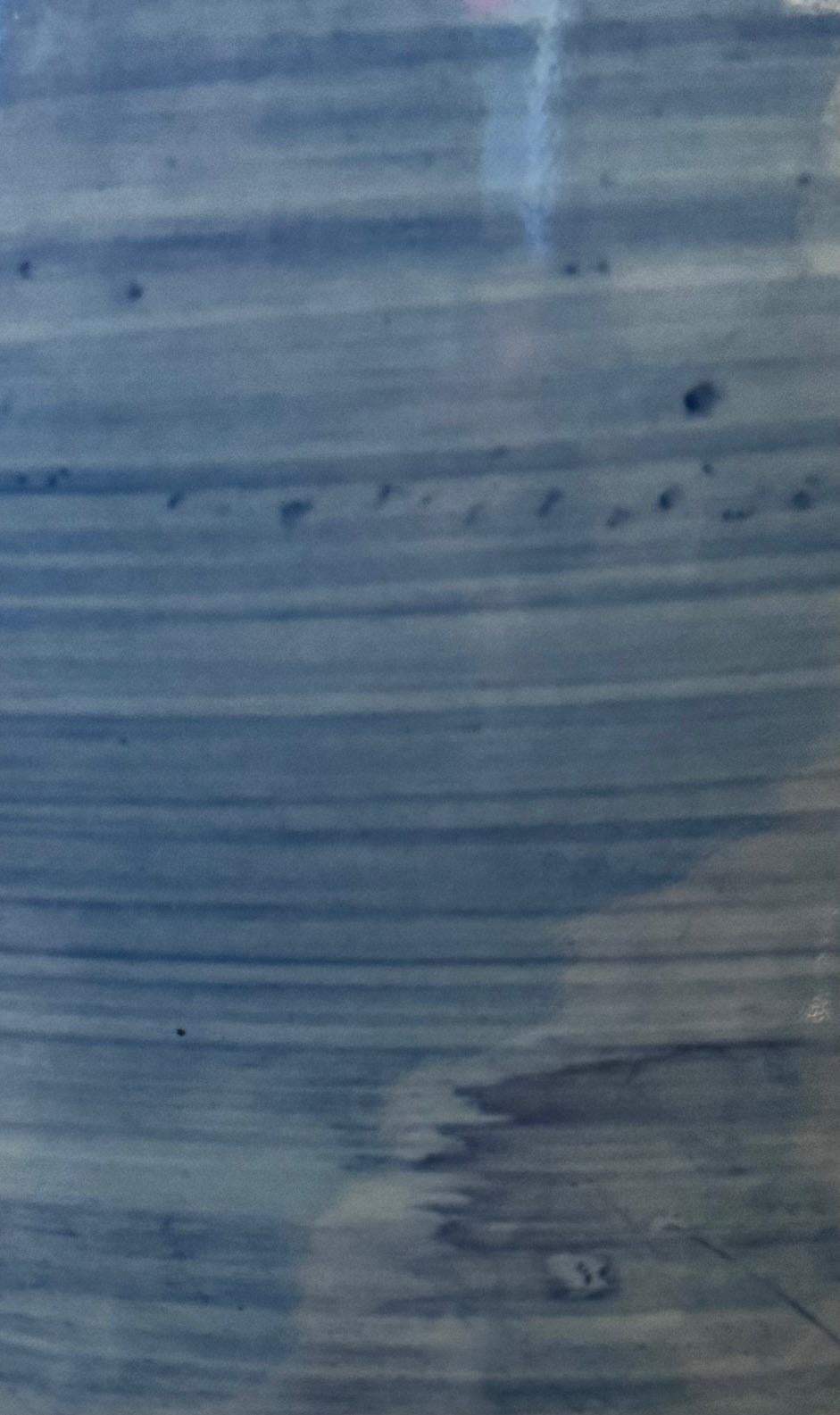 Chinese Blue Striated Glaze Single Table Lamp With Shade, China, Contemporary