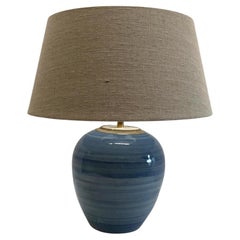 Blue Striated Glaze Single Table Lamp With Shade, China, Contemporary