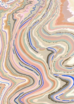 Blue Stripe 1 - Marbling artwork by Danish artist Pernille Snedker