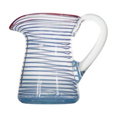 Blue Striped Glass Pitcher Blue Striped Glass Pitcher
