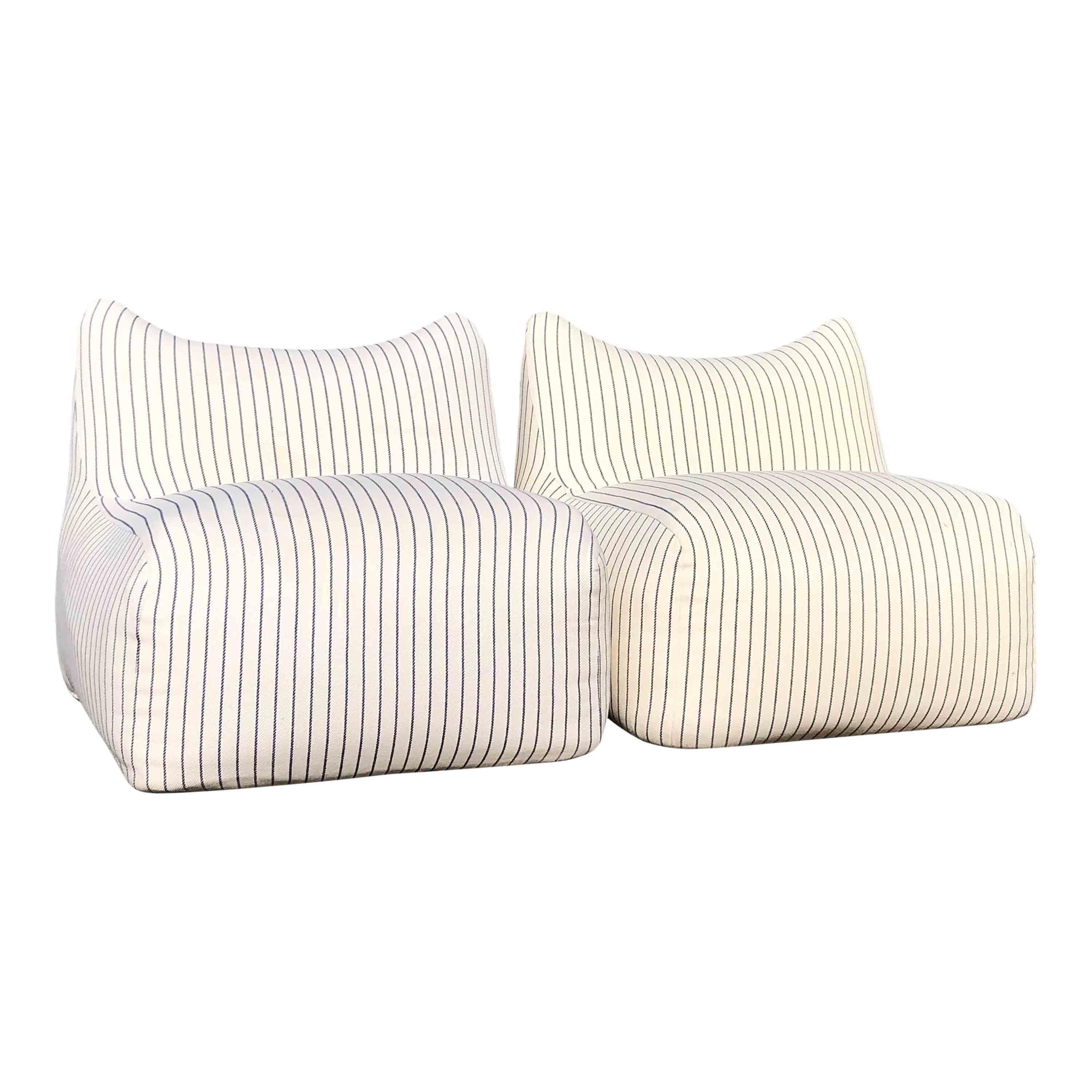 Blue Striped “Le Bambole” Living Room Set by Mario Bellini for B&B Italia, 1974 4
