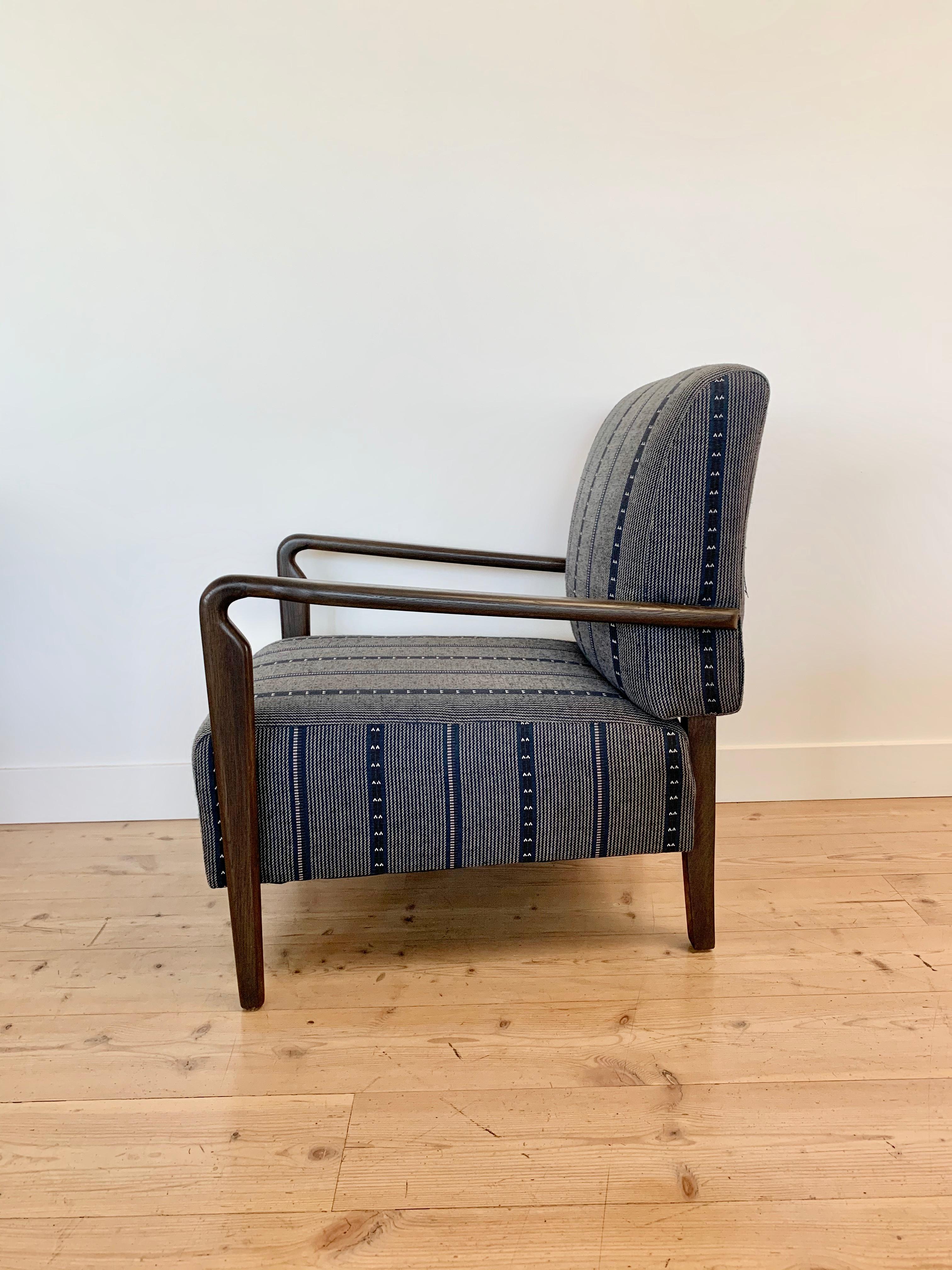 American Blue Striped Niguel Lounge Chair by Lawson-Fenning, in Stock