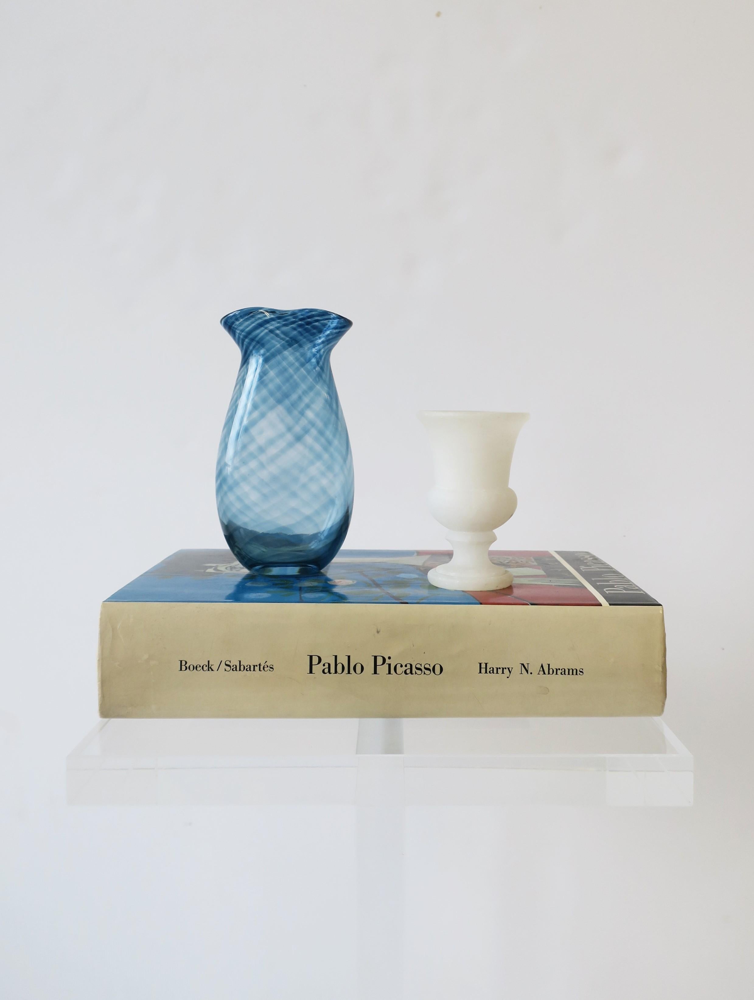 Blue Studio Art Glass Vase, Signed 2
