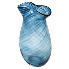 Blue Studio Art Glass Vase, Signed