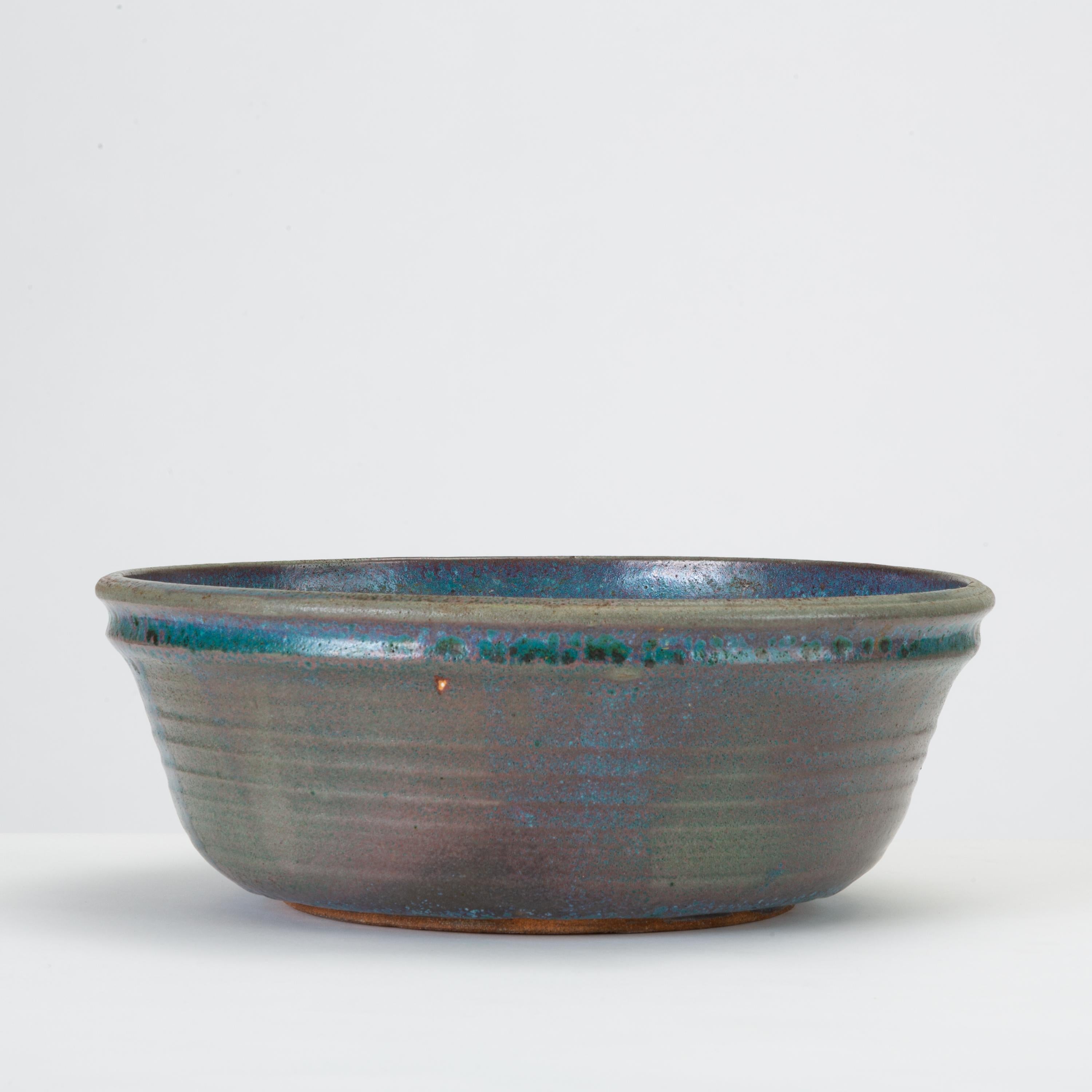Mid-Century Modern Blue Studio Pottery Serving Bowl