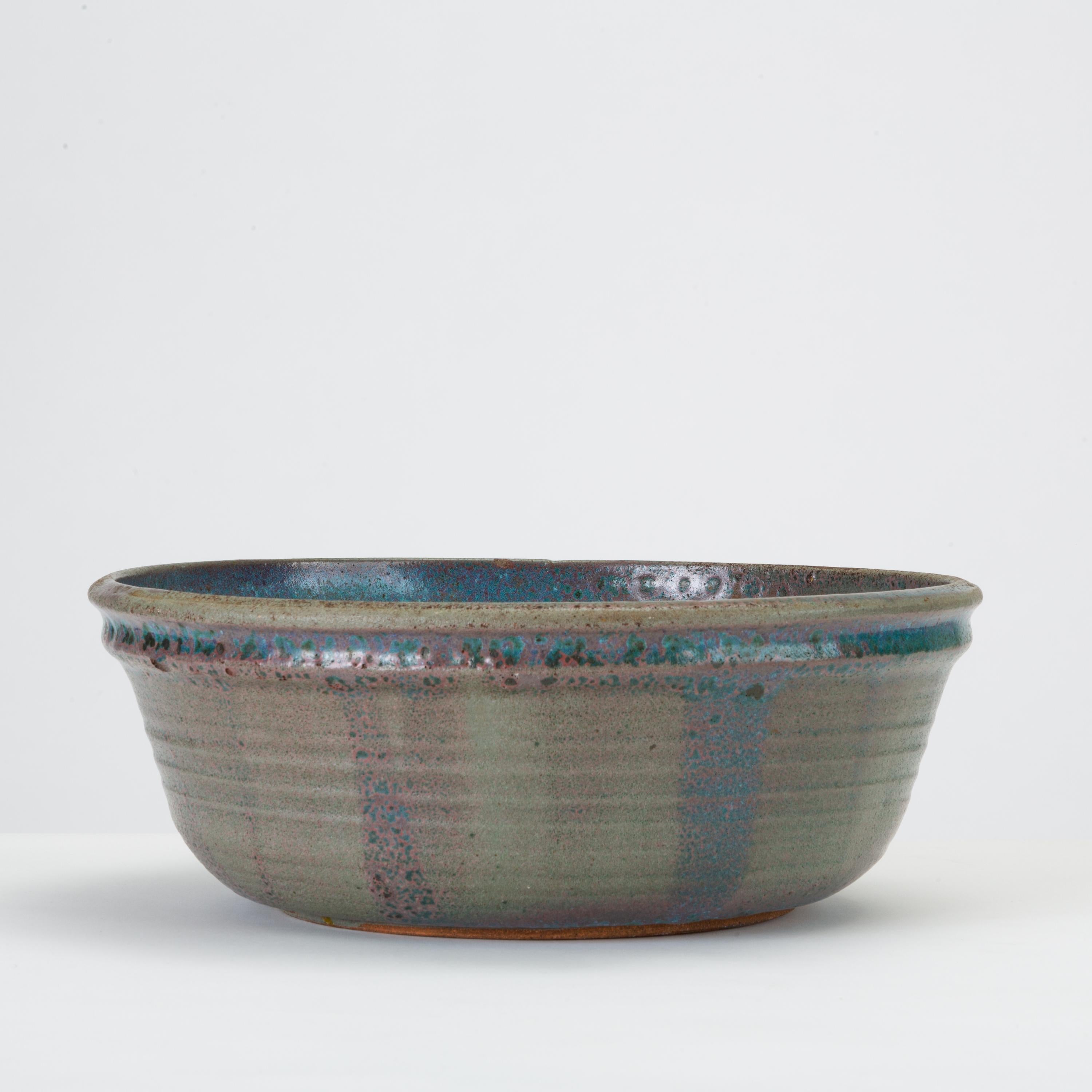 Glazed Blue Studio Pottery Serving Bowl