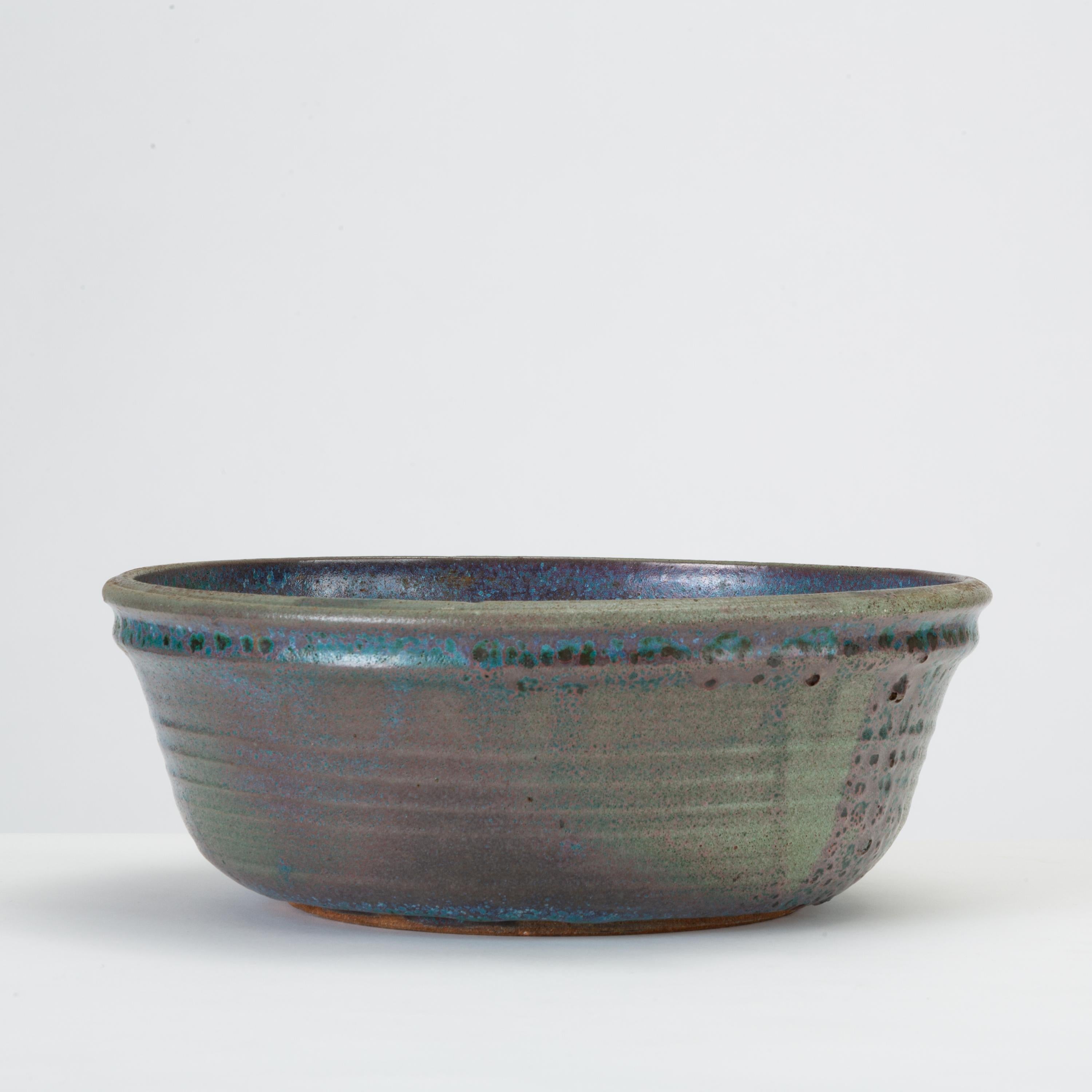 Blue Studio Pottery Serving Bowl In Excellent Condition In Los Angeles, CA