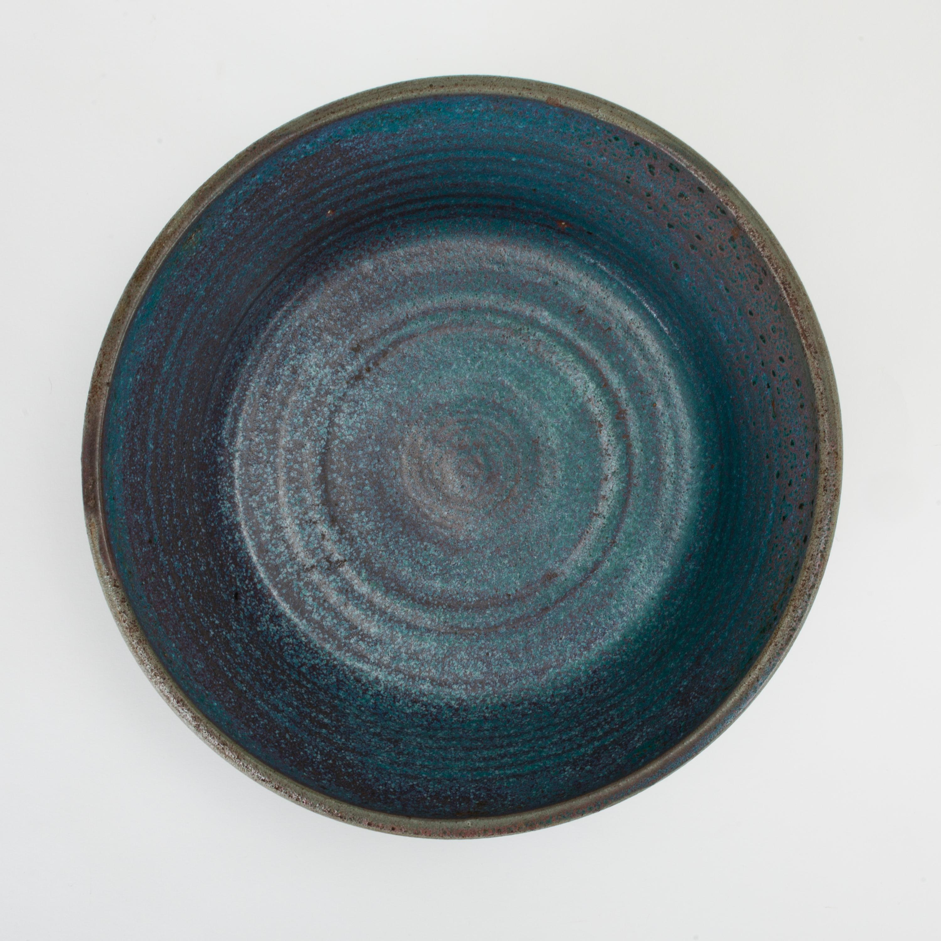 Stoneware Blue Studio Pottery Serving Bowl