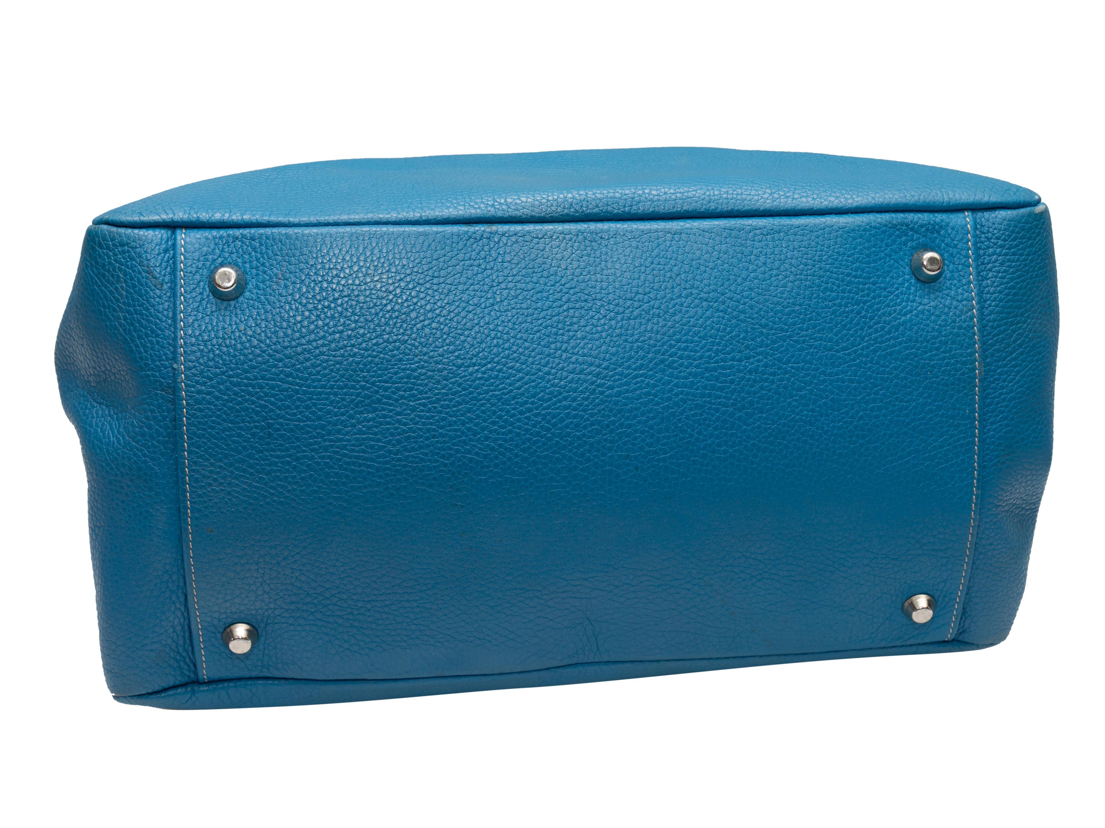 Blue Suarez Leather Crossbody Tote Bag For Sale 1