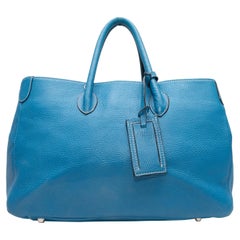 Blue Suarez Leather Crossbody Tote Bag