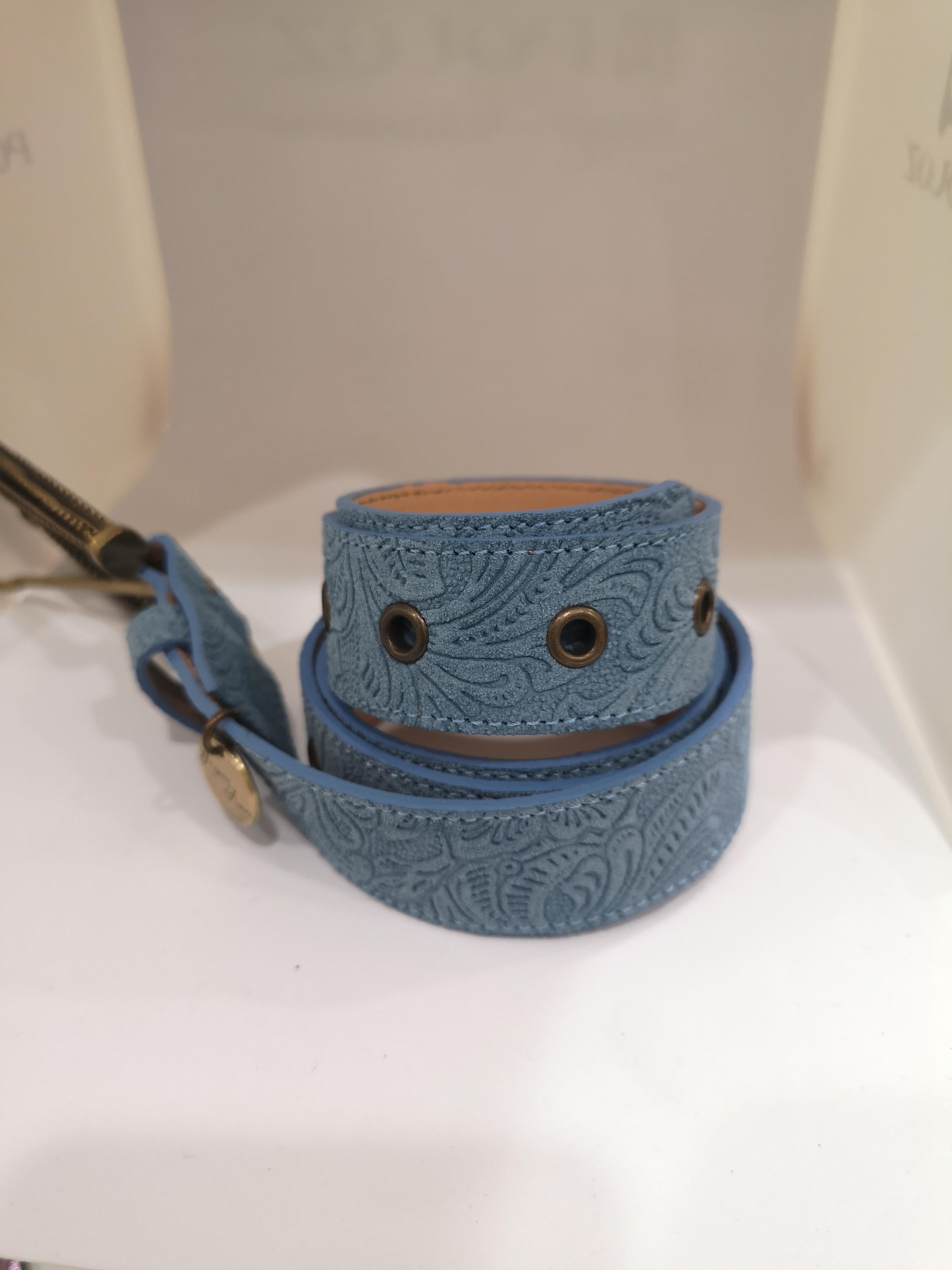 Blue suede leather belt 4