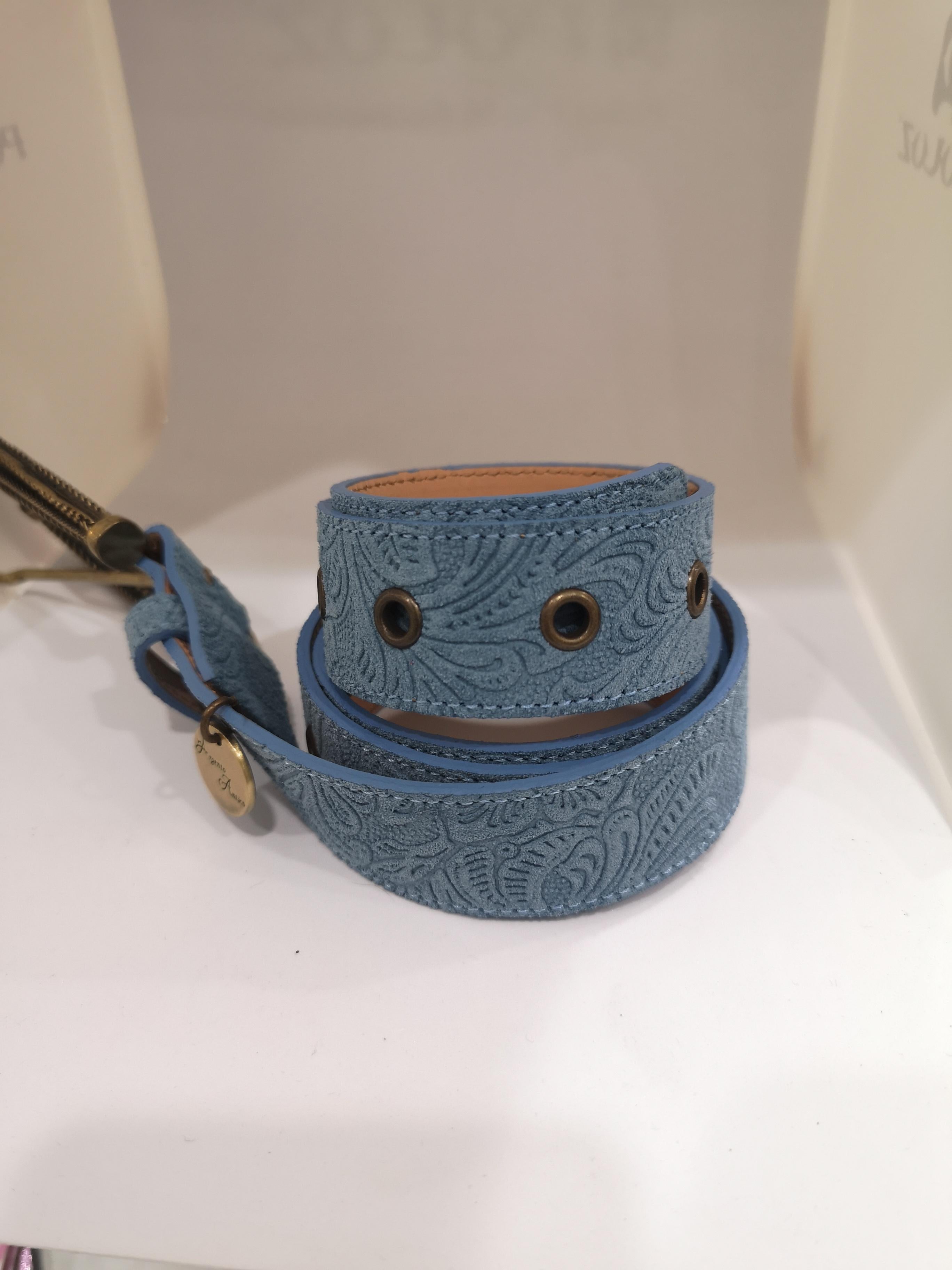 Blue suede leather belt 5