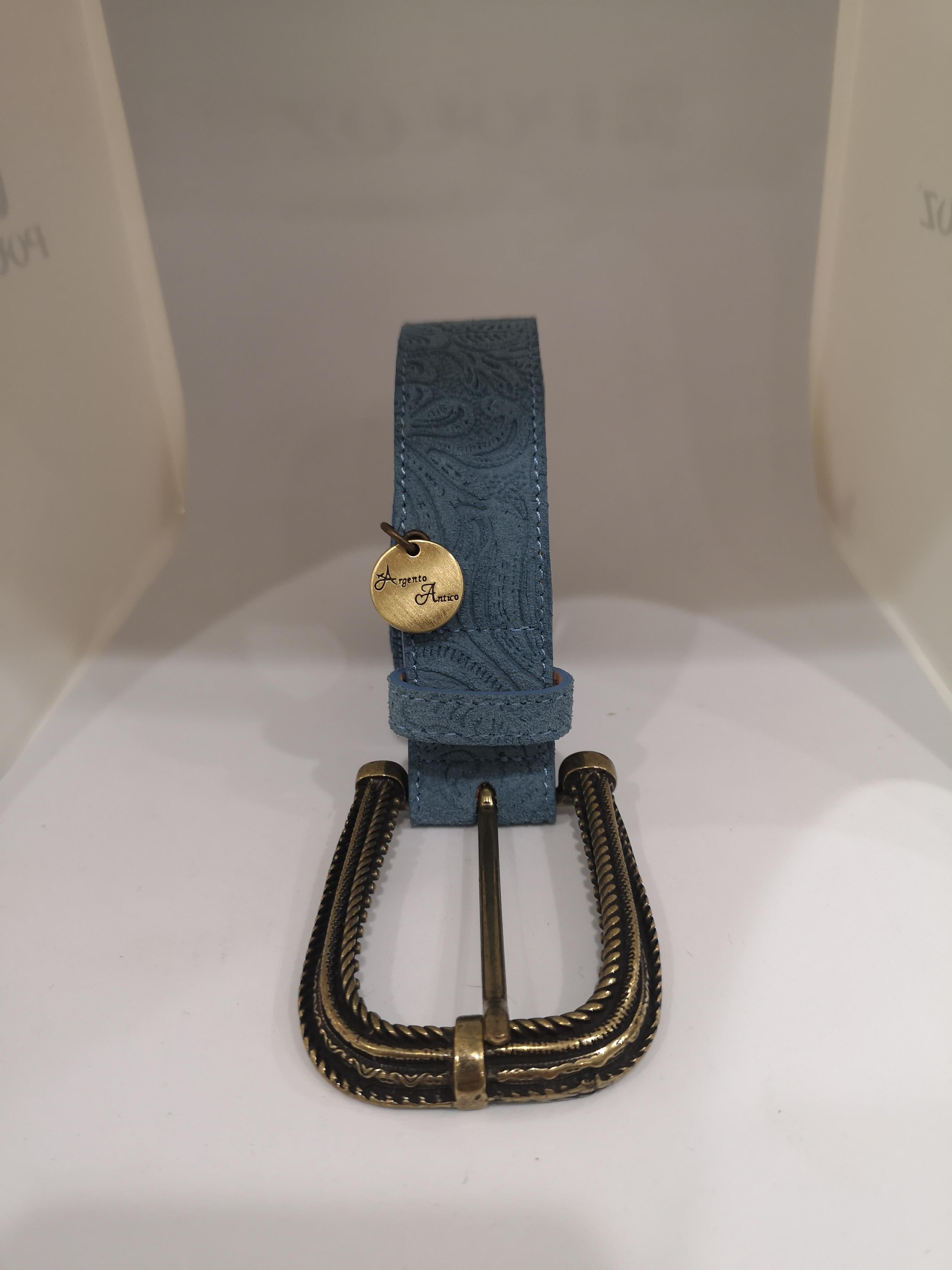 Blue suede leather belt 6