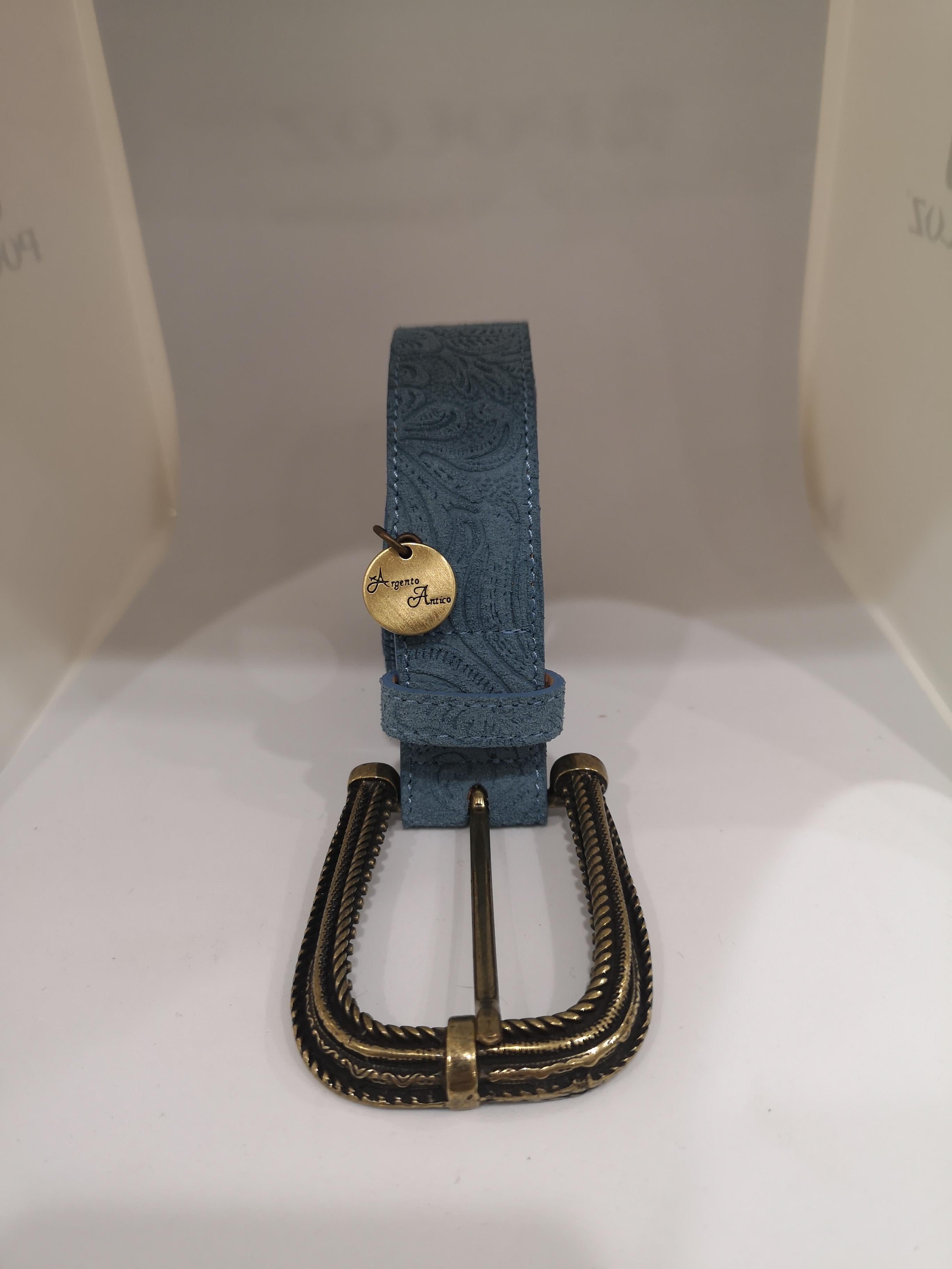 Blue suede leather belt 7