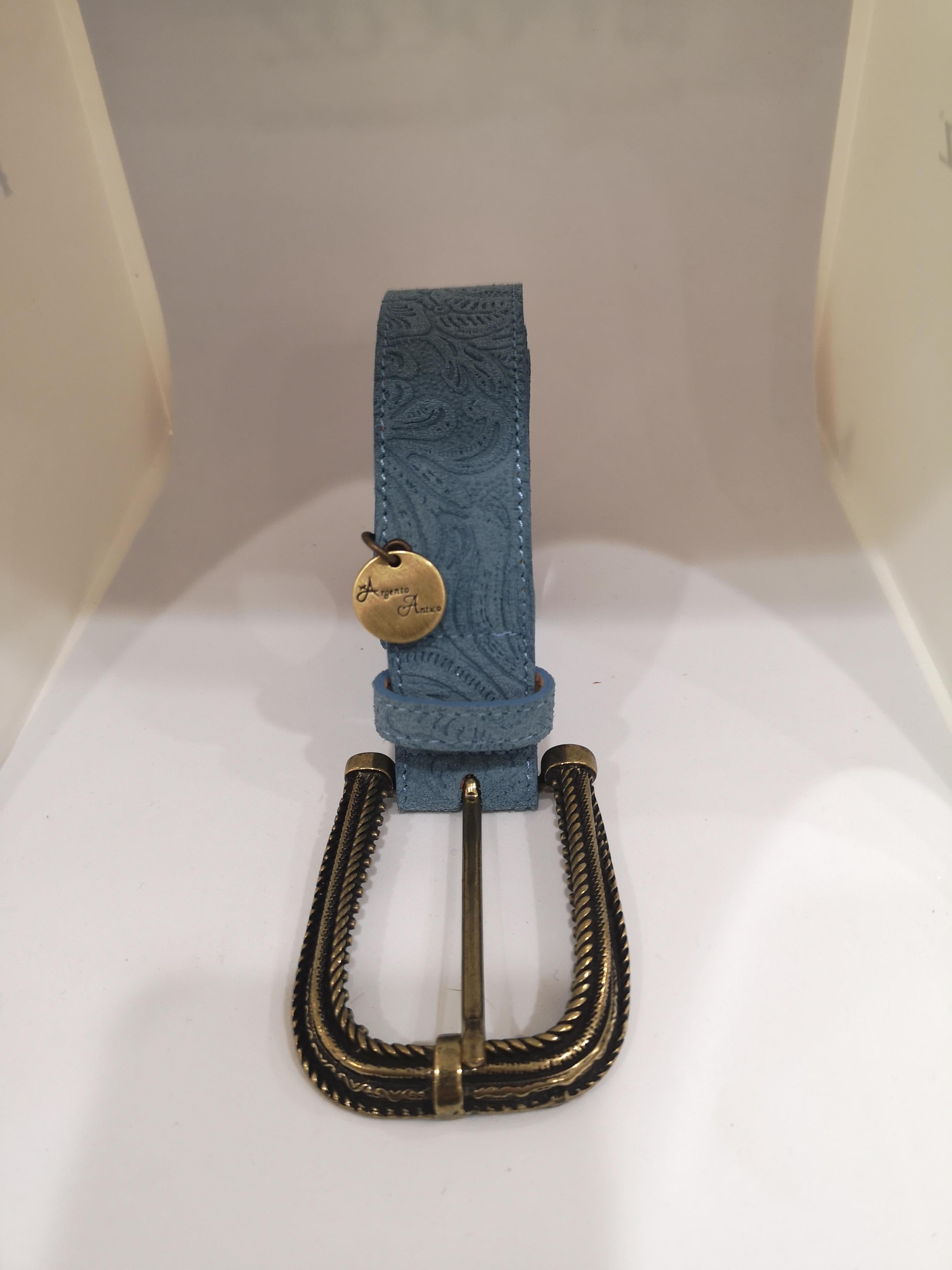 Blue suede leather belt 8