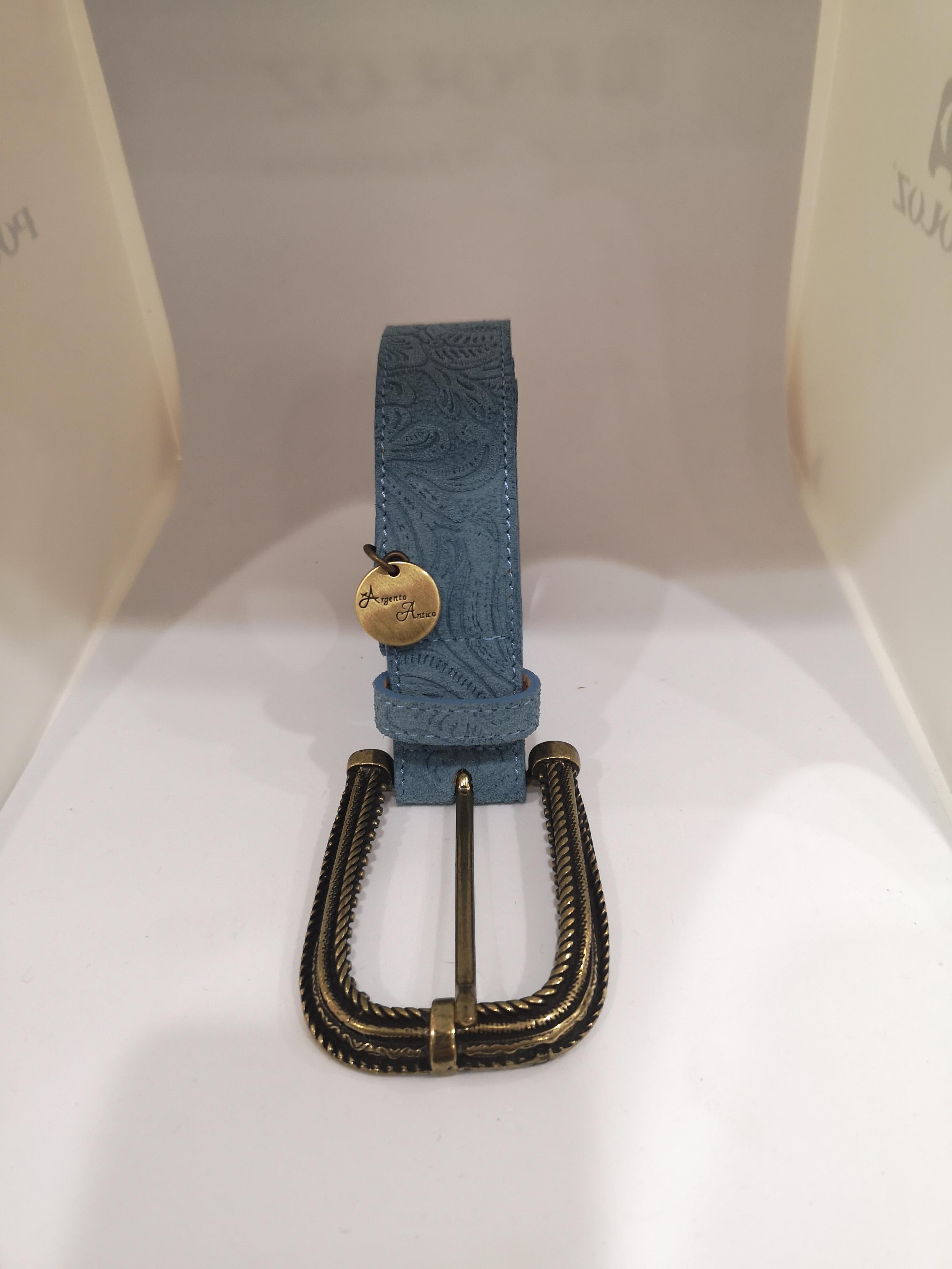Blue suede leather belt 9