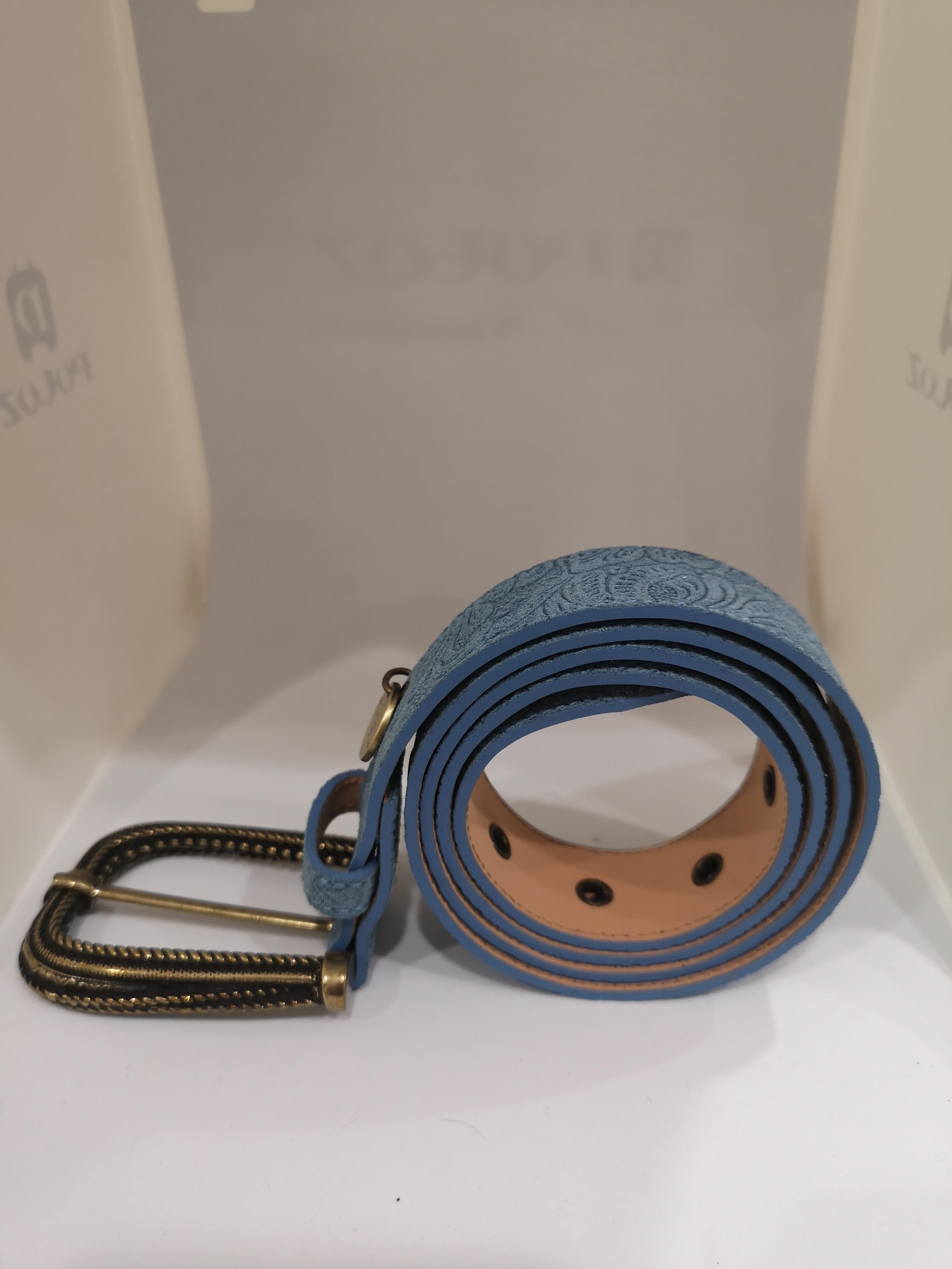 Black Blue suede leather belt