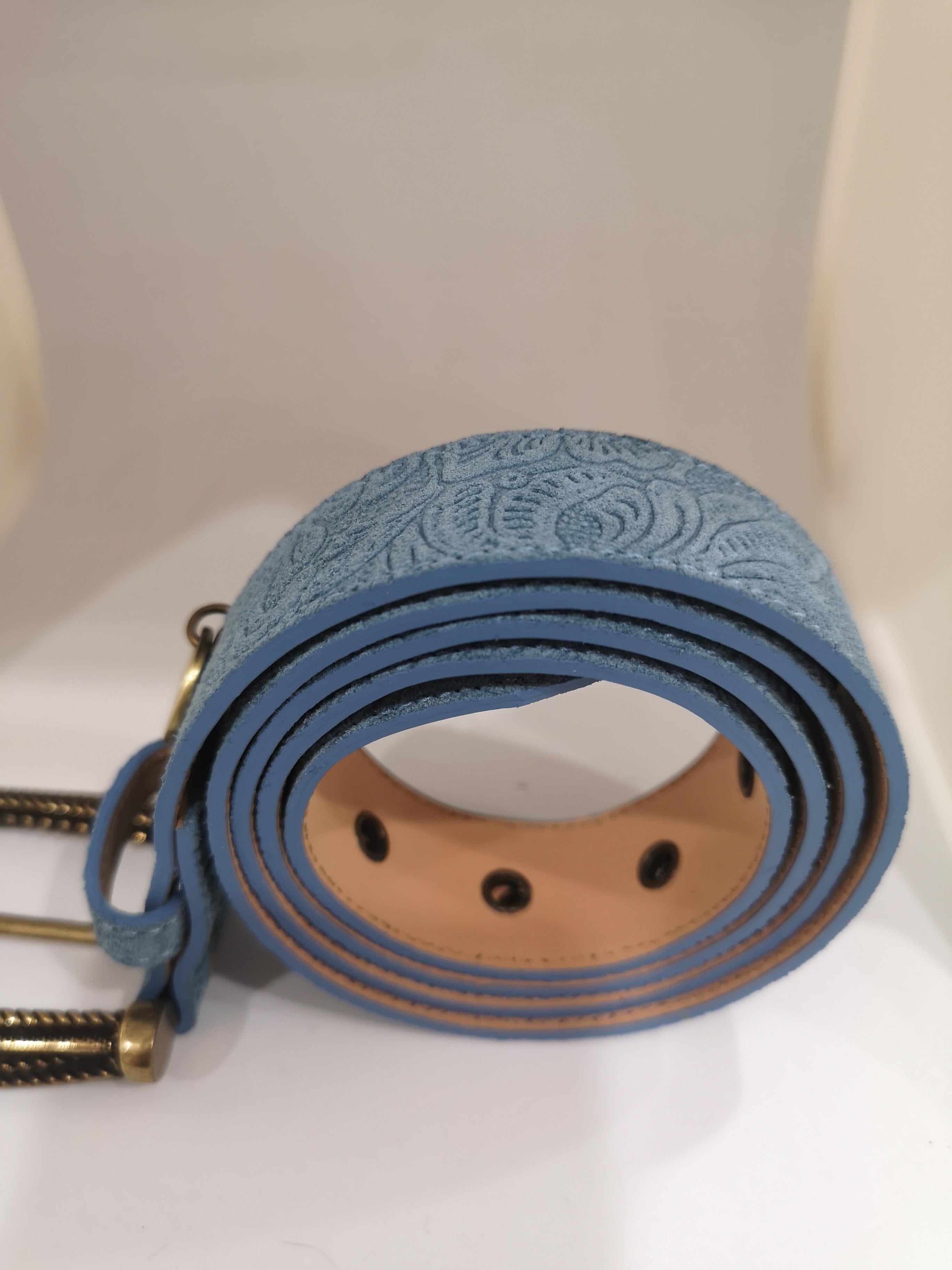 Blue suede leather belt 1