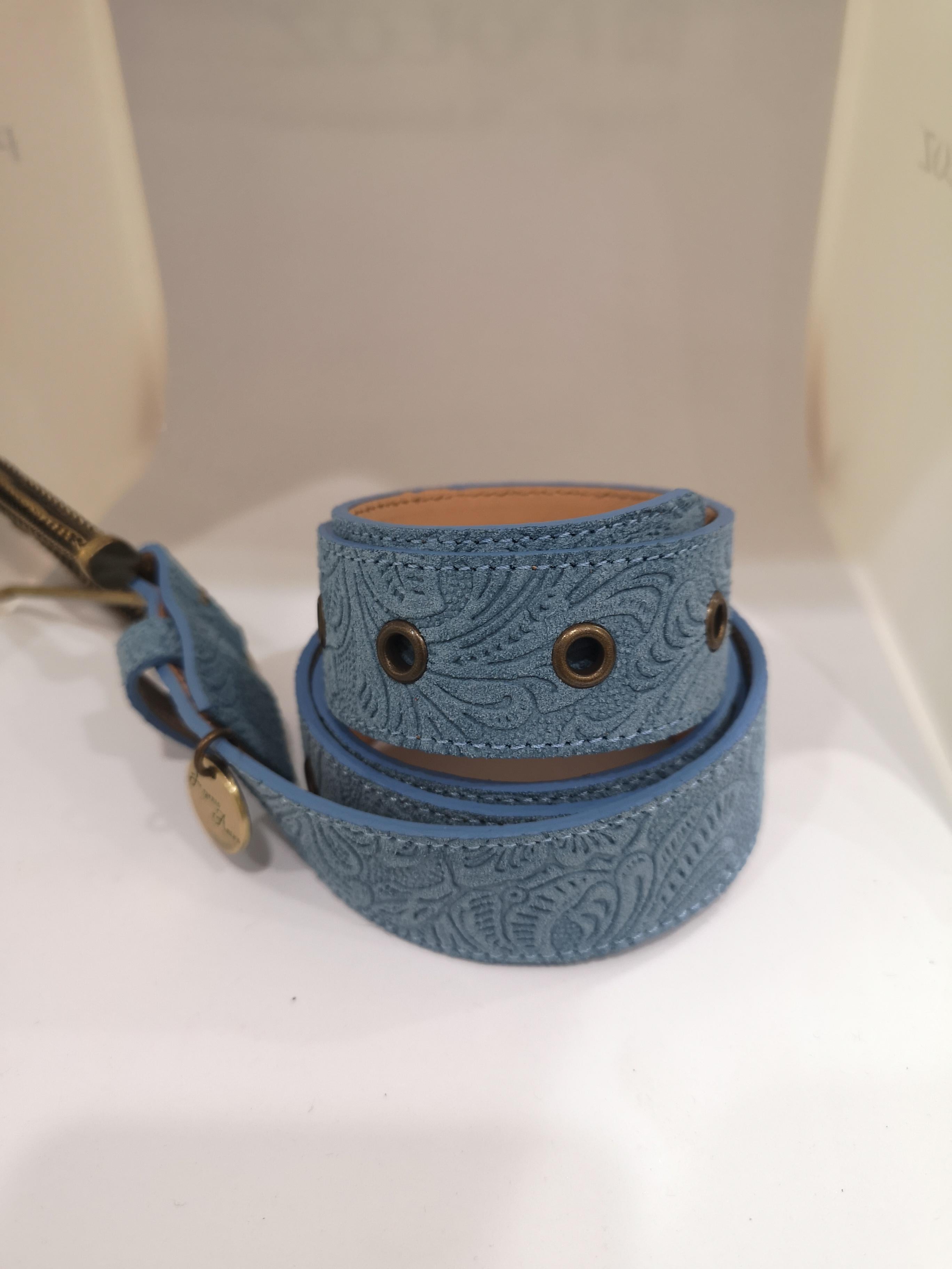 Blue suede leather belt 2