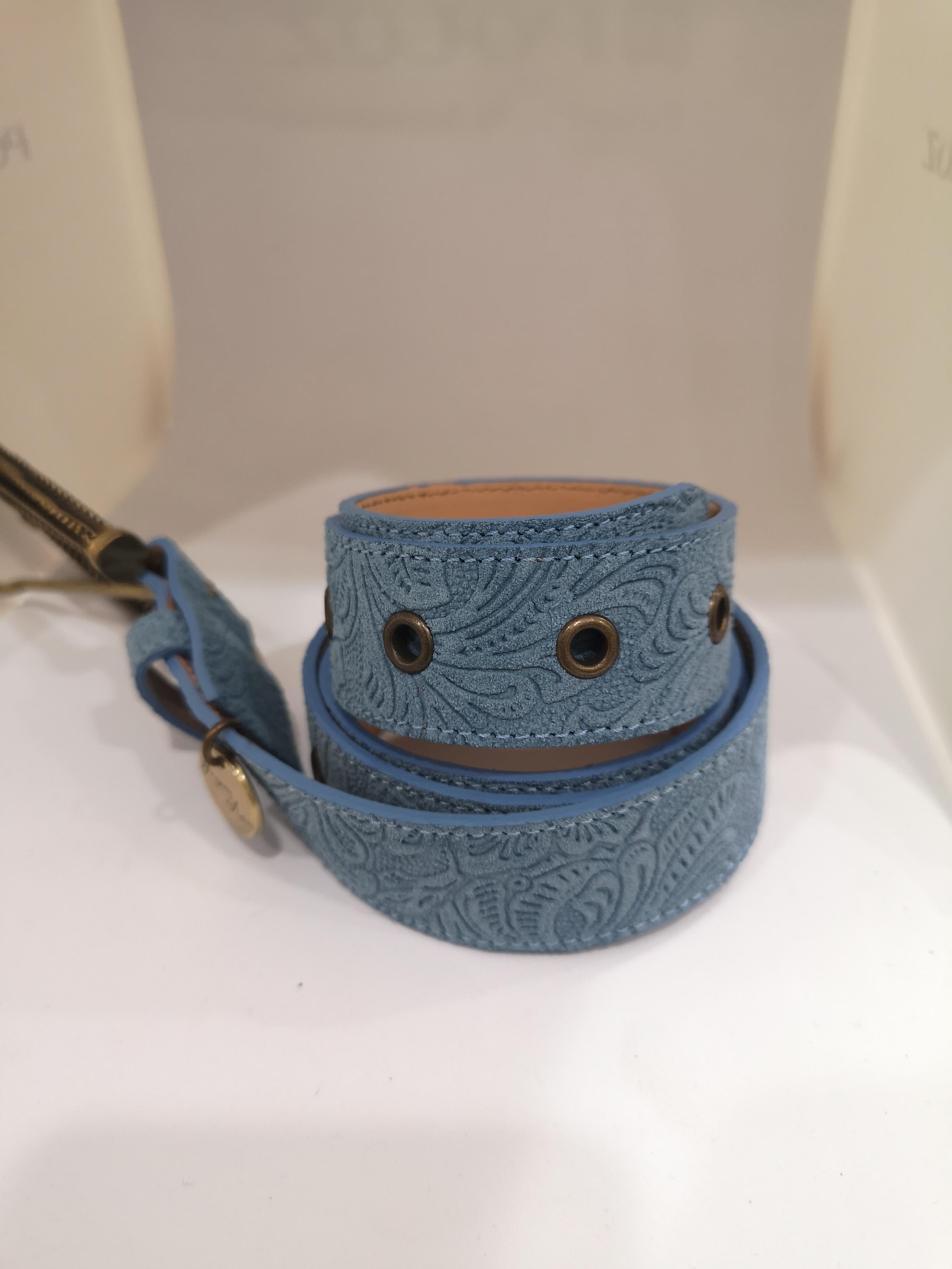 Blue suede leather belt 3