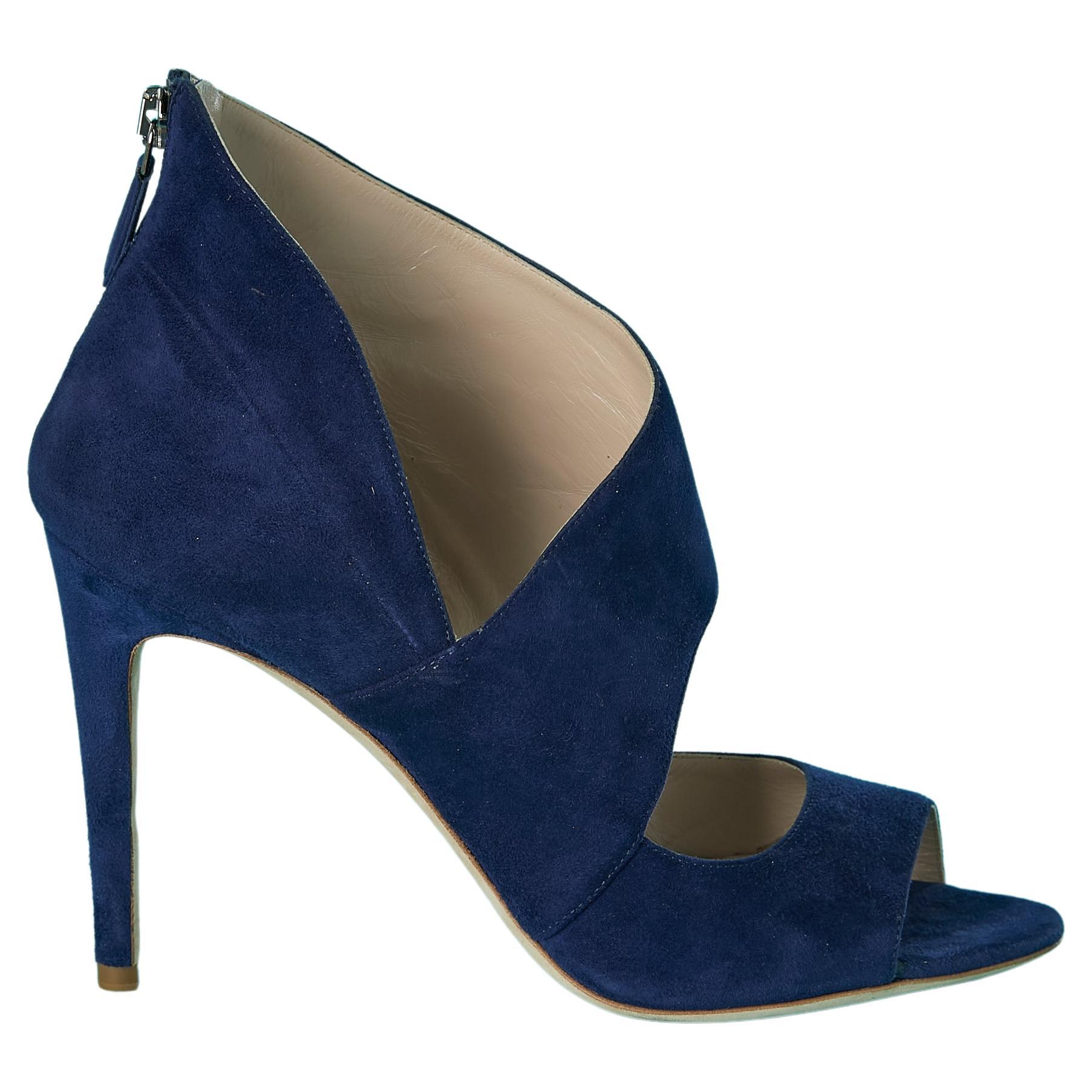 Blue suede open-toe sandals with zip in the top back Miu-Miu  For Sale
