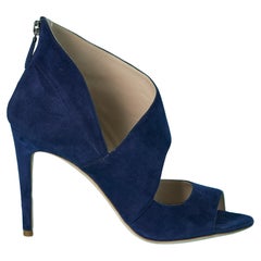 Vintage Blue suede open-toe sandals with zip in the top back Miu-Miu 