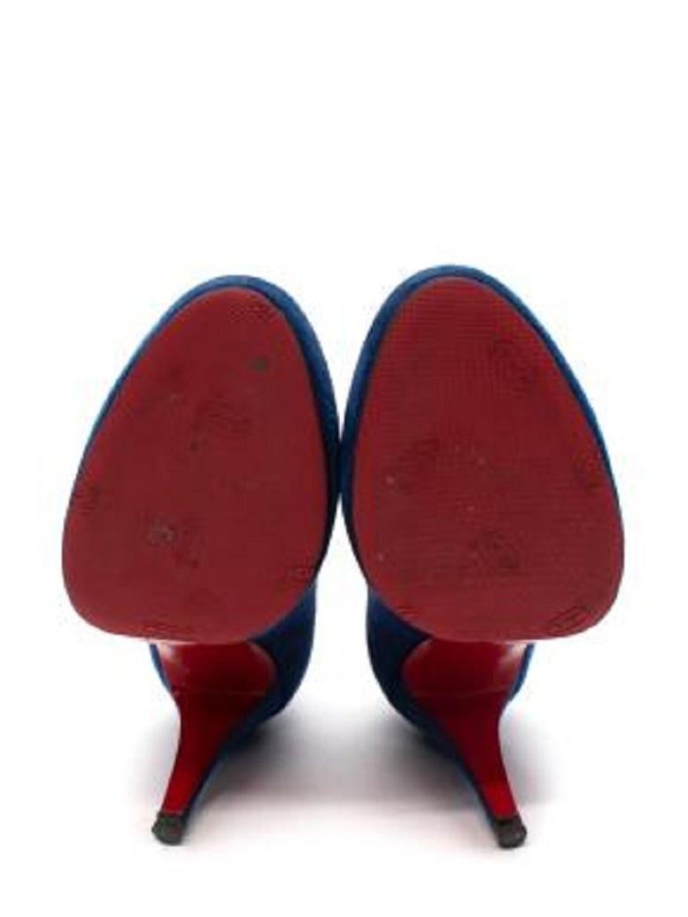 Christian Louboutin Blue Suede Round Toe Heeled Pumps - 38 For Sale 1