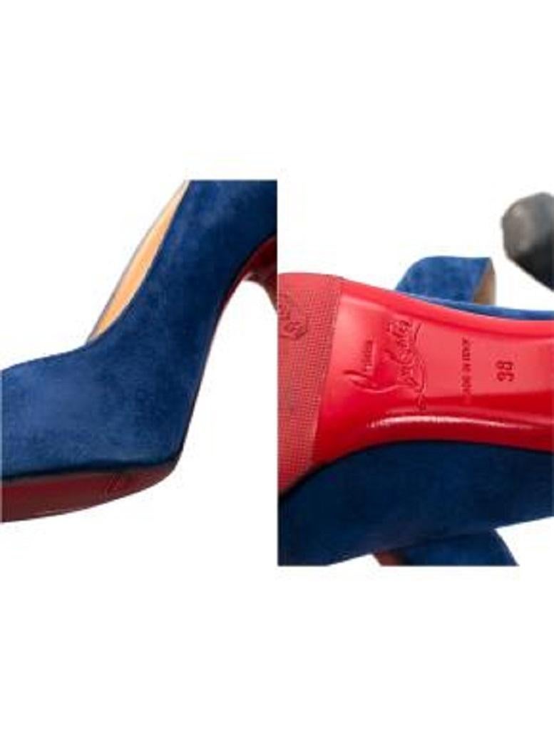 Christian Louboutin Blue Suede Round Toe Heeled Pumps - 38 For Sale 2