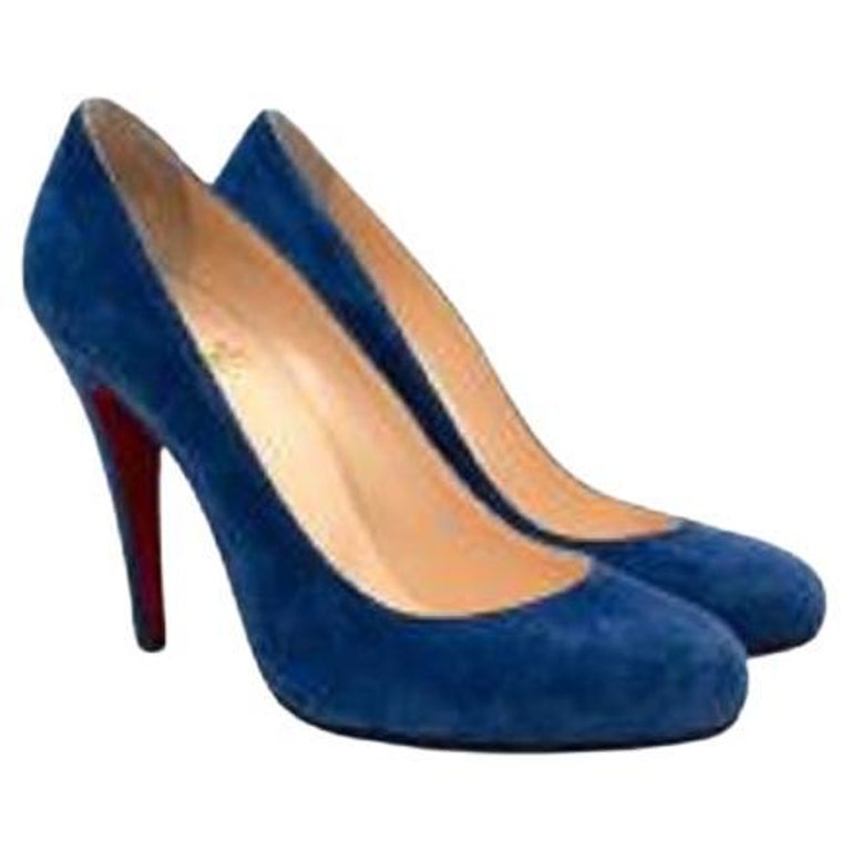 Christian Louboutin Blue Suede Round Toe Heeled Pumps - 38 For Sale at  1stDibs