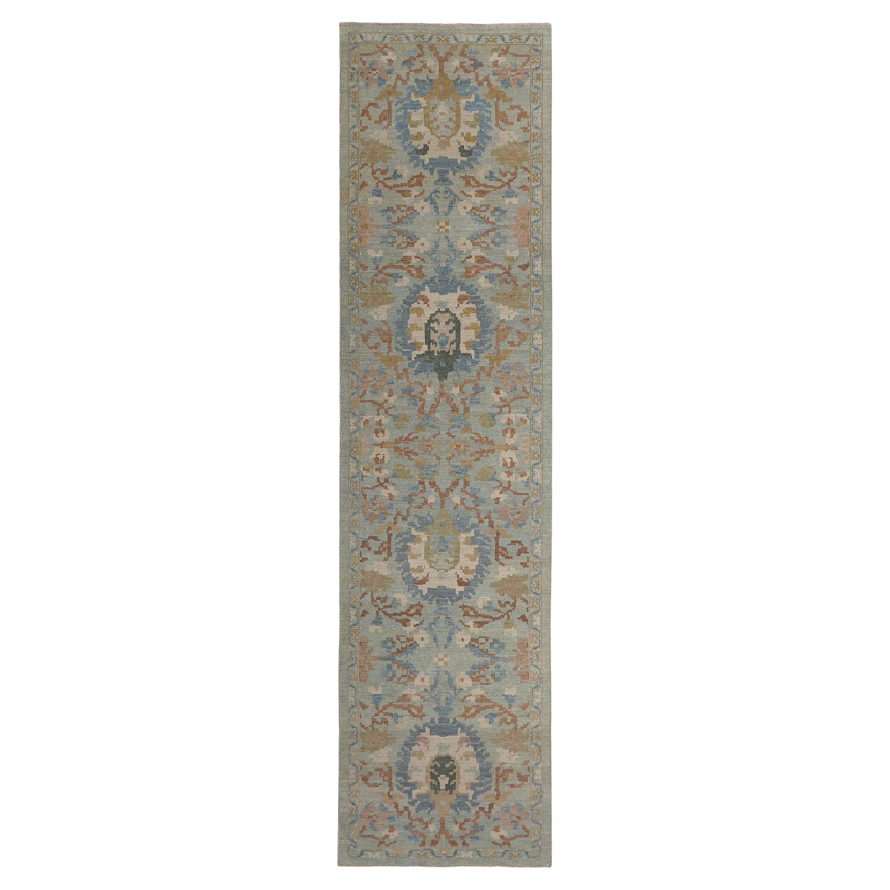 Tappeto blu Sultanabad Runner fatto a mano