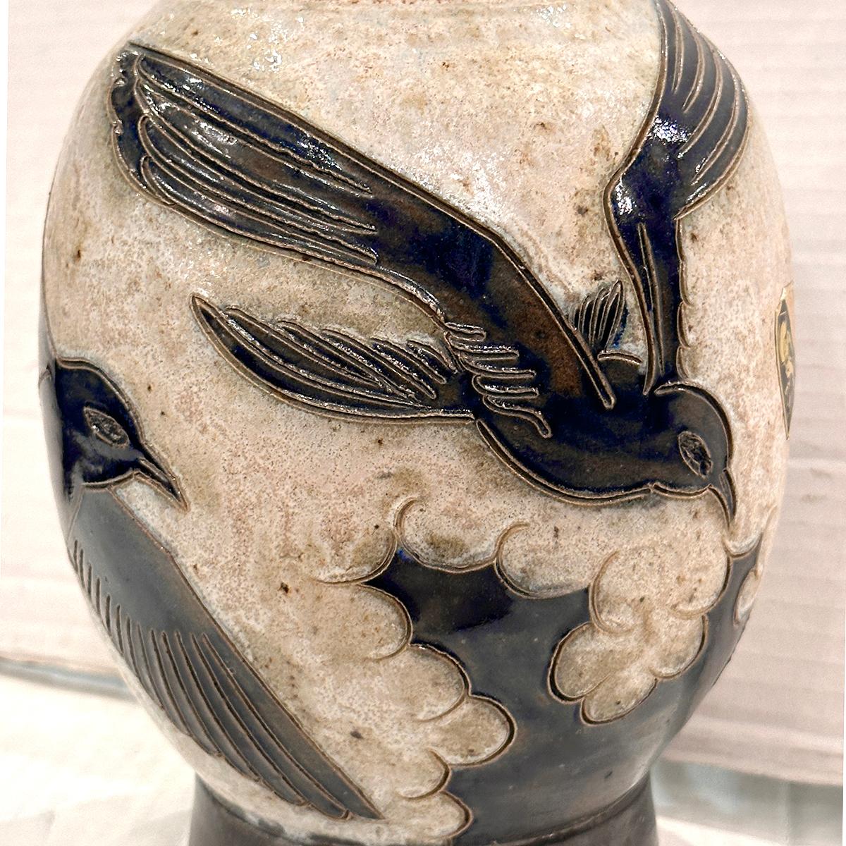 Mid-20th Century Blue Swallows Table Lamp For Sale